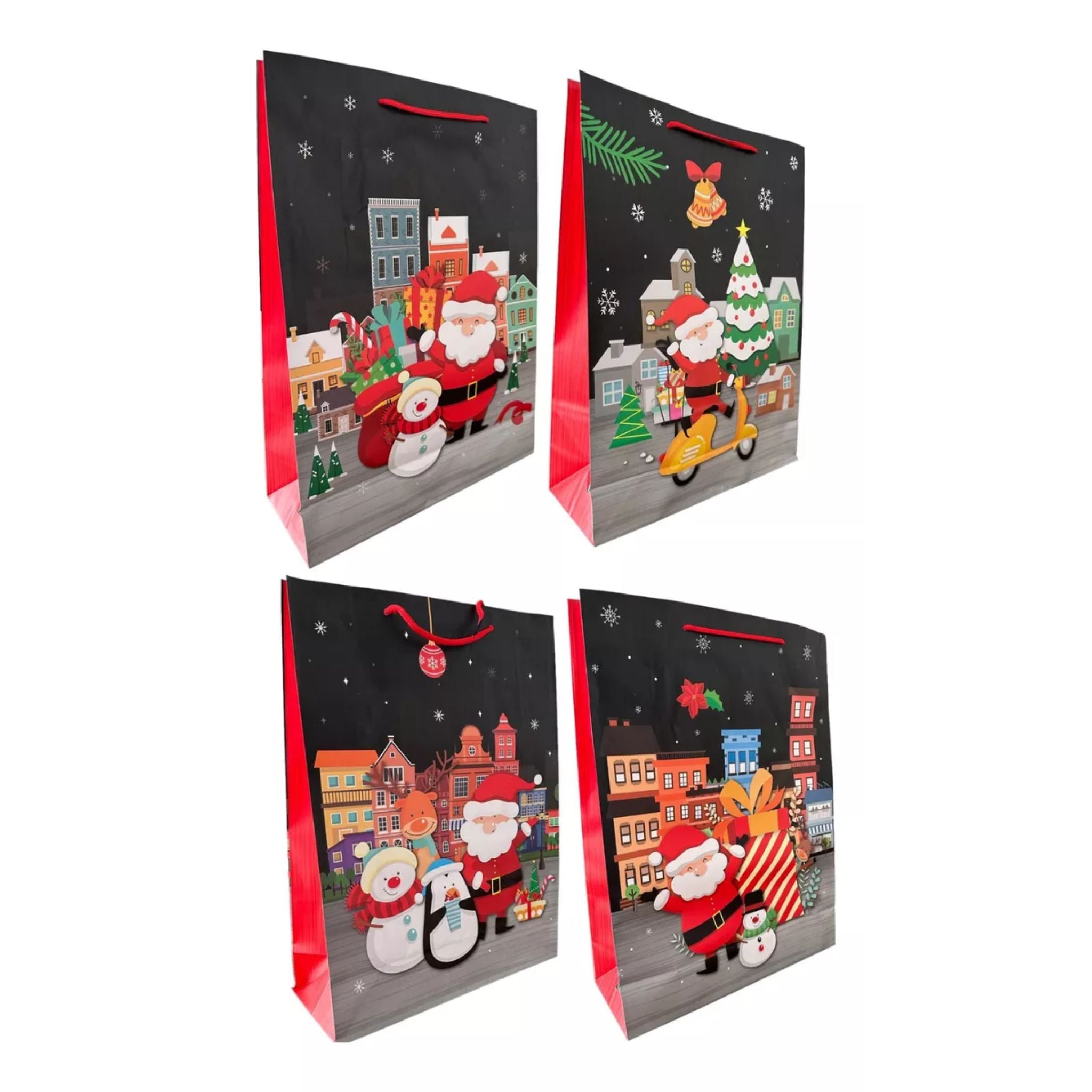 12 Bolsas De Navidad + 10 Cintas