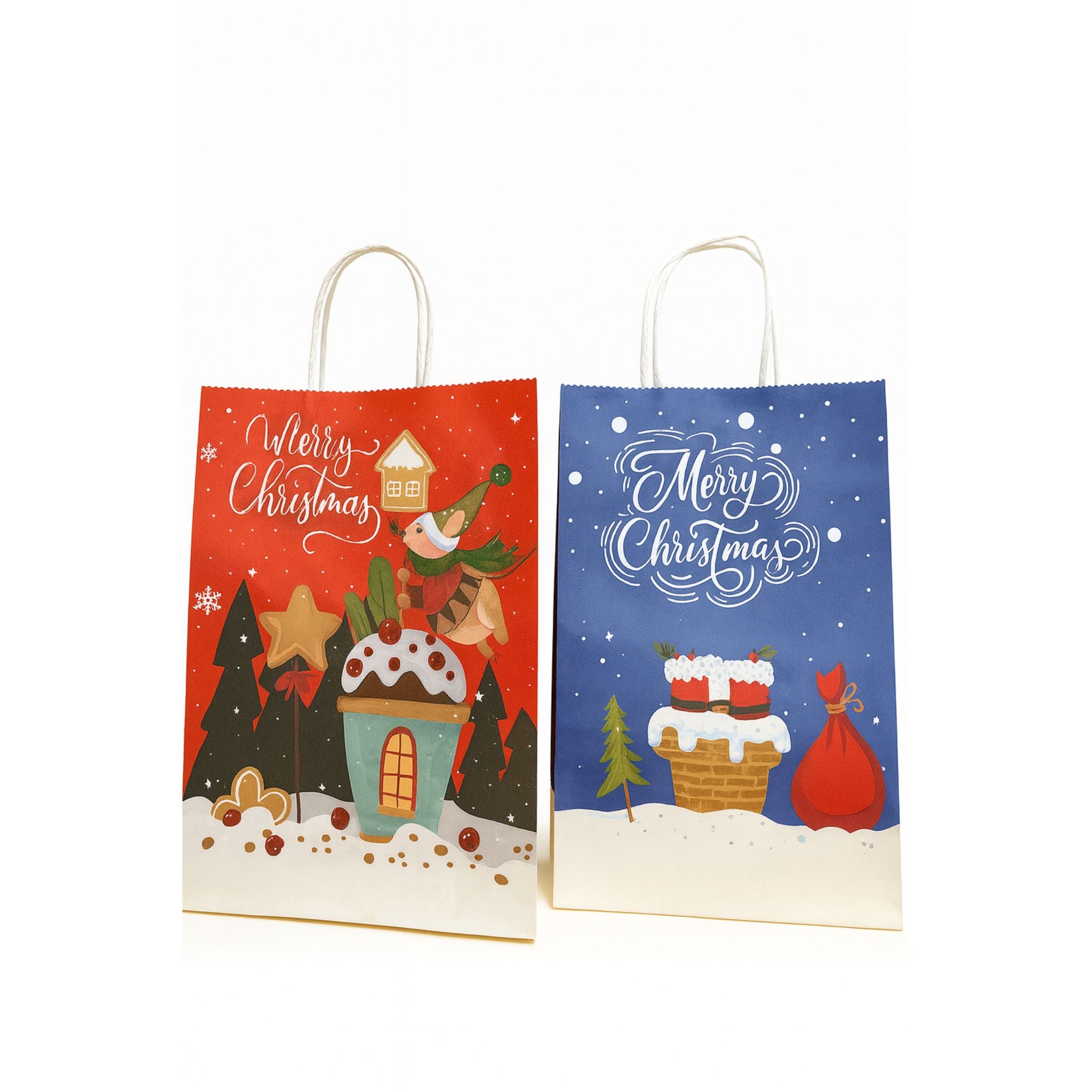 Bolsas De Regalo Kraft Navidad X12