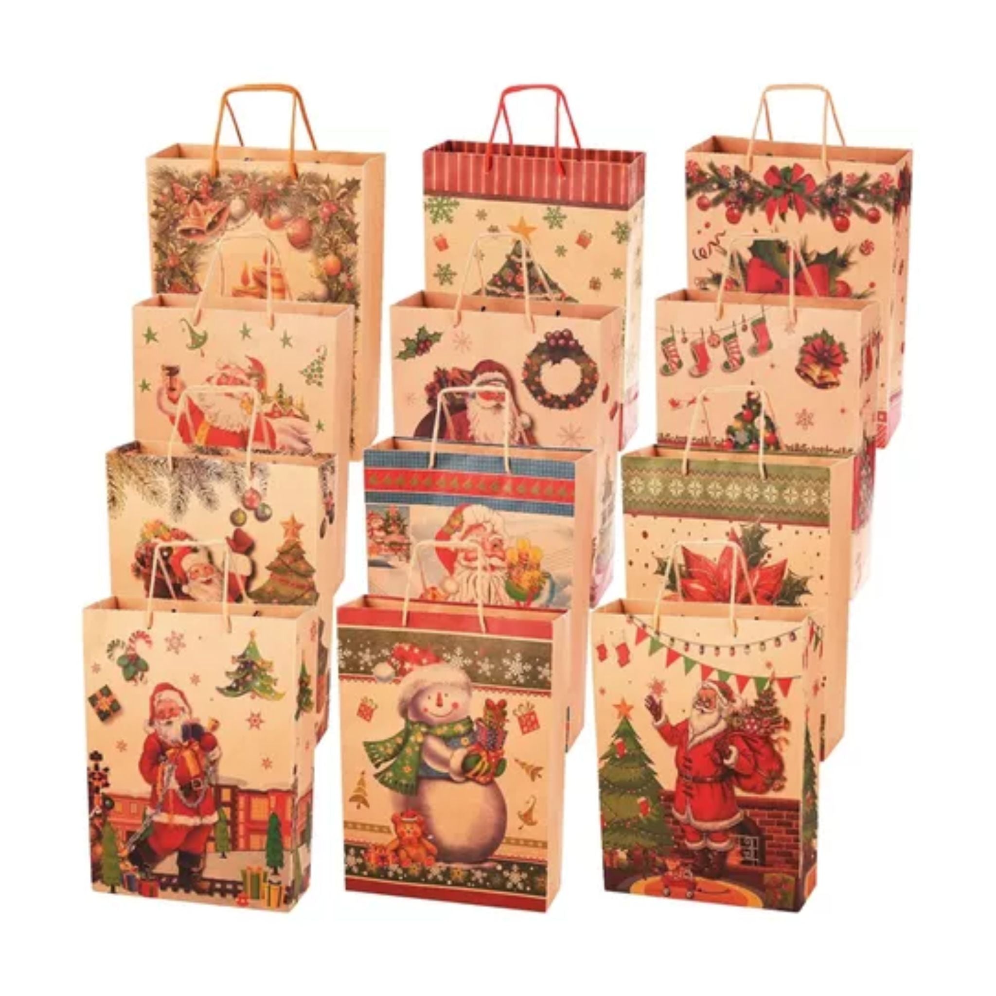 Bolsas de Regalo Kraft Mediana x12