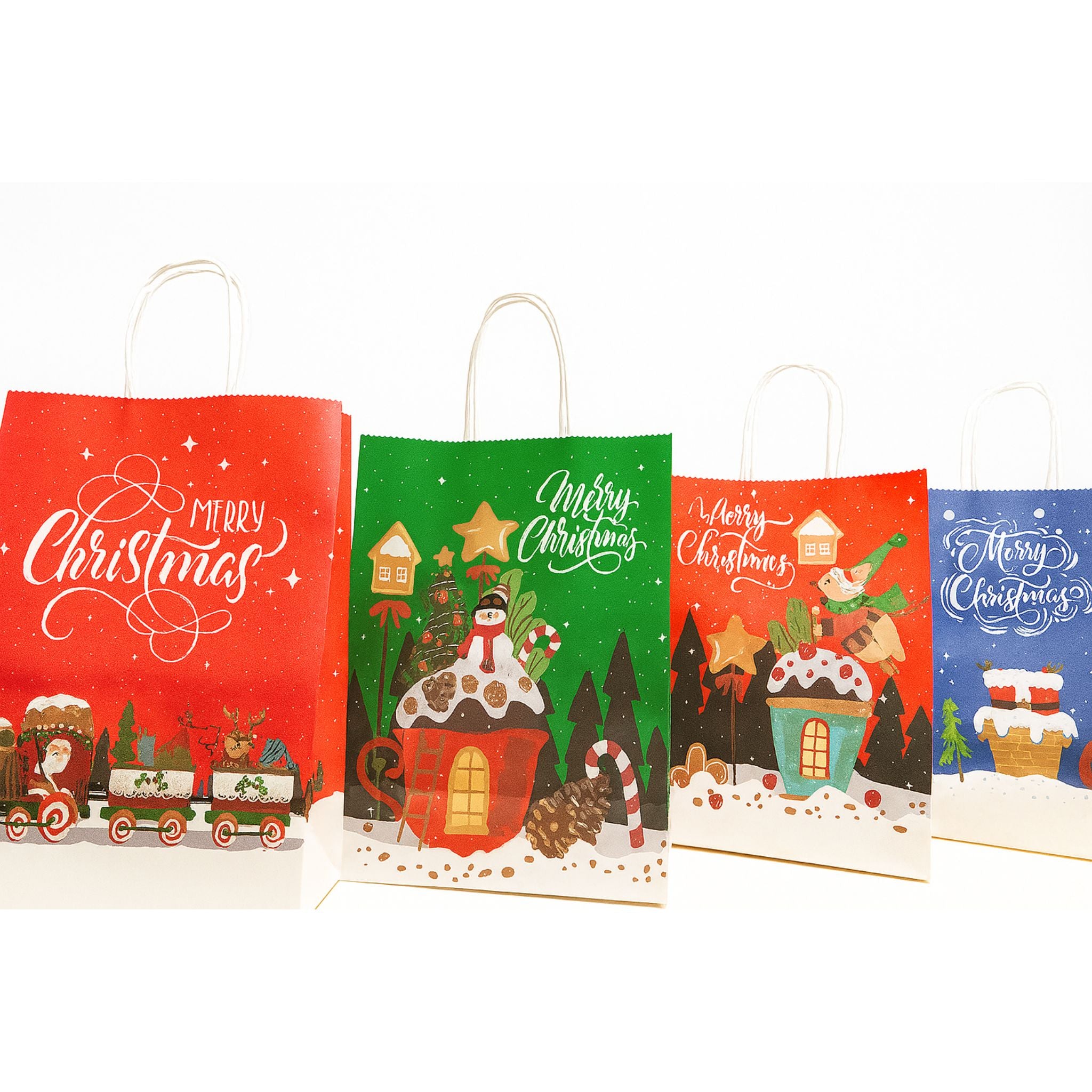 Bolsas De Regalo Kraft Navidad X12