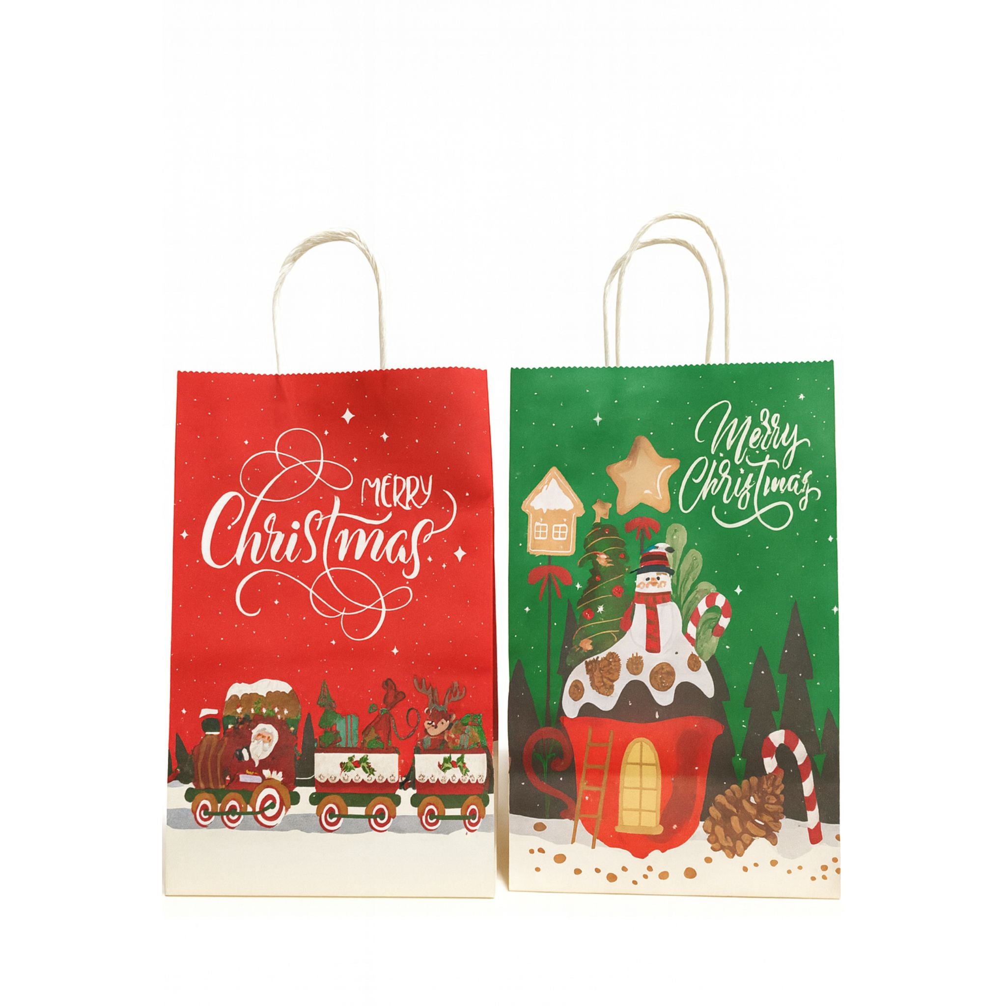 Bolsas De Regalo Kraft Navidad X12