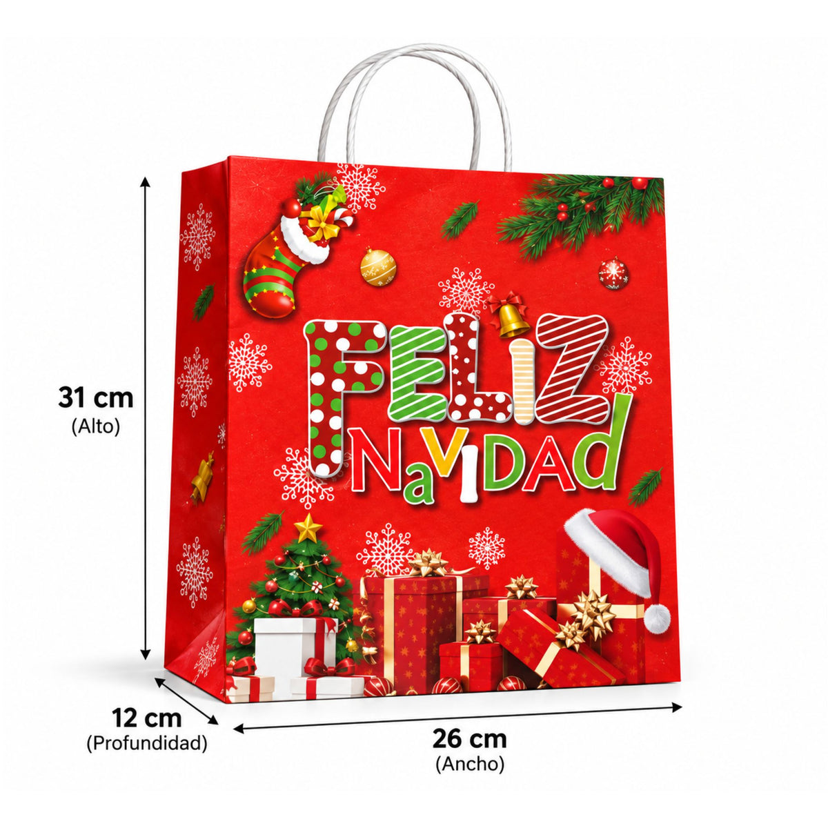 Bolsas Regalo Kraft Navidad (G) X12