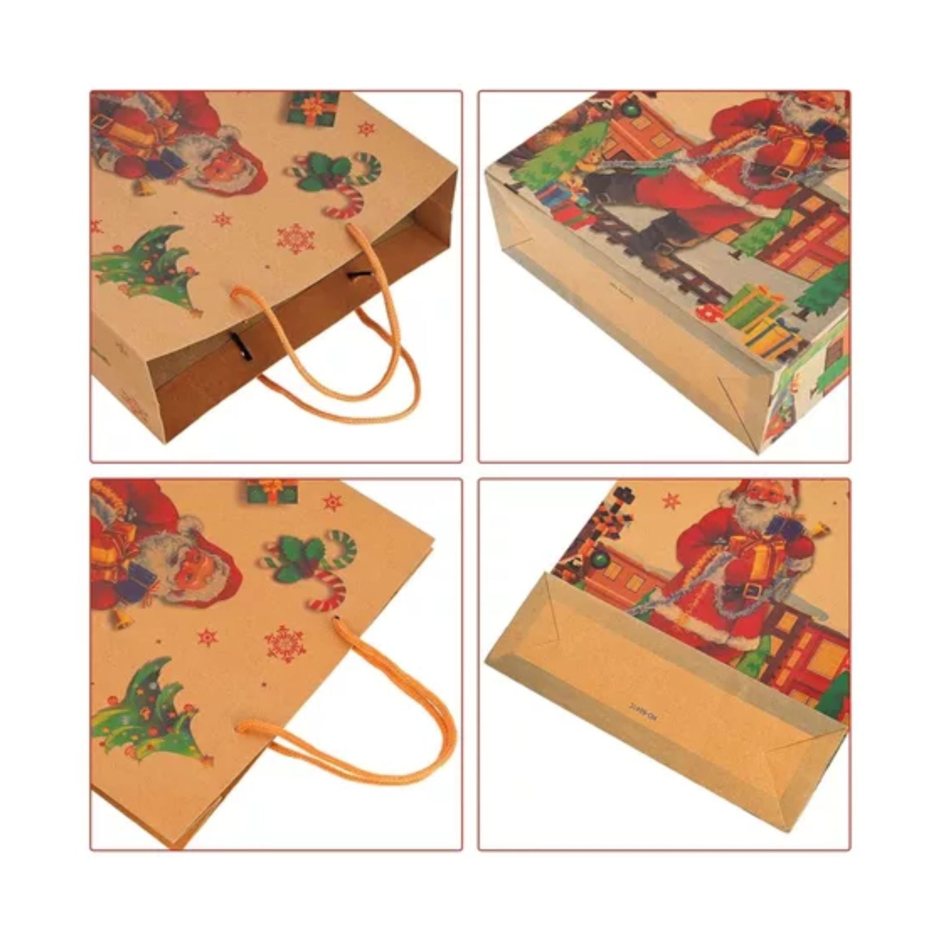 12 Mini Bolsas Regalo Navidad Kraft XS