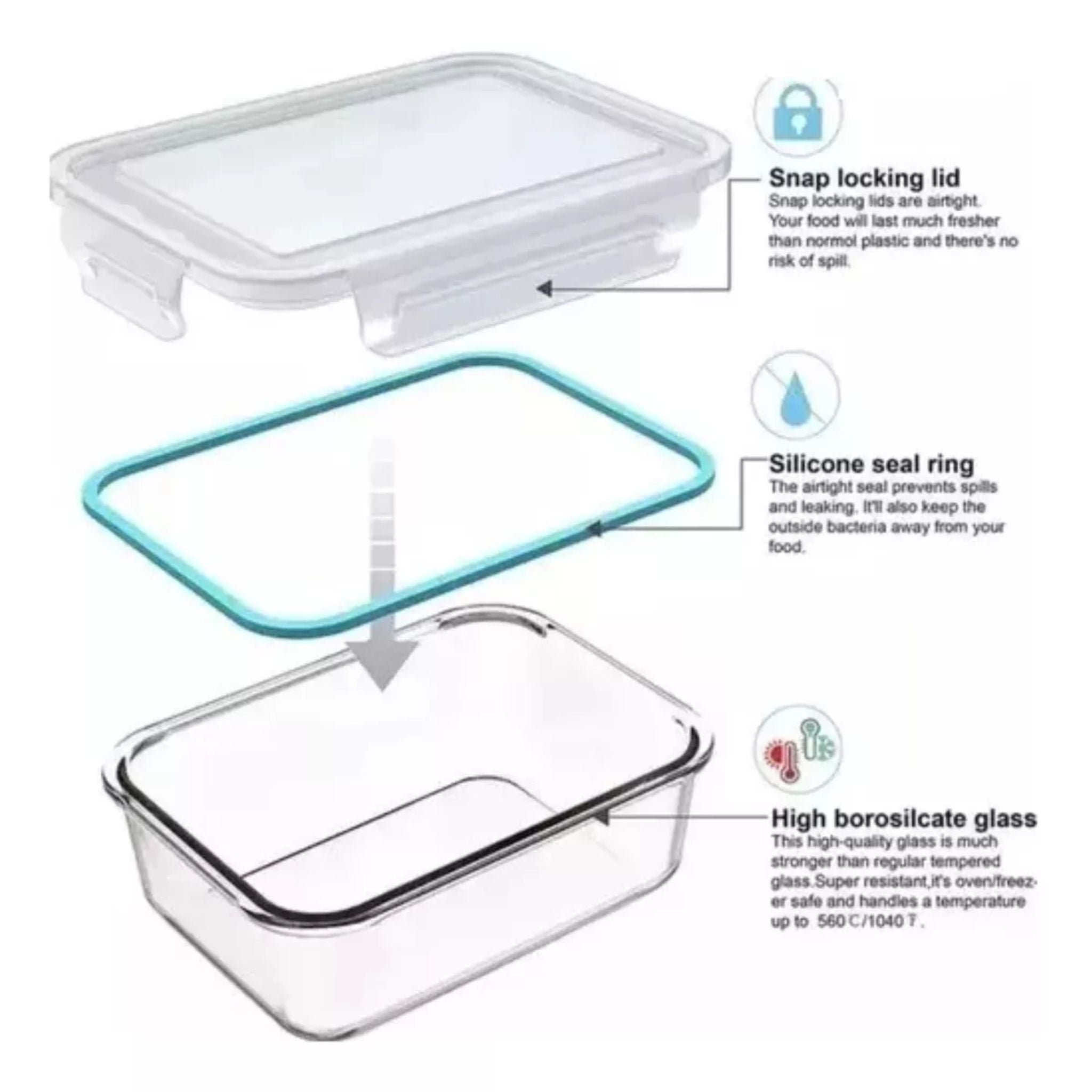 Táper de Vidrio Hermético 420ml