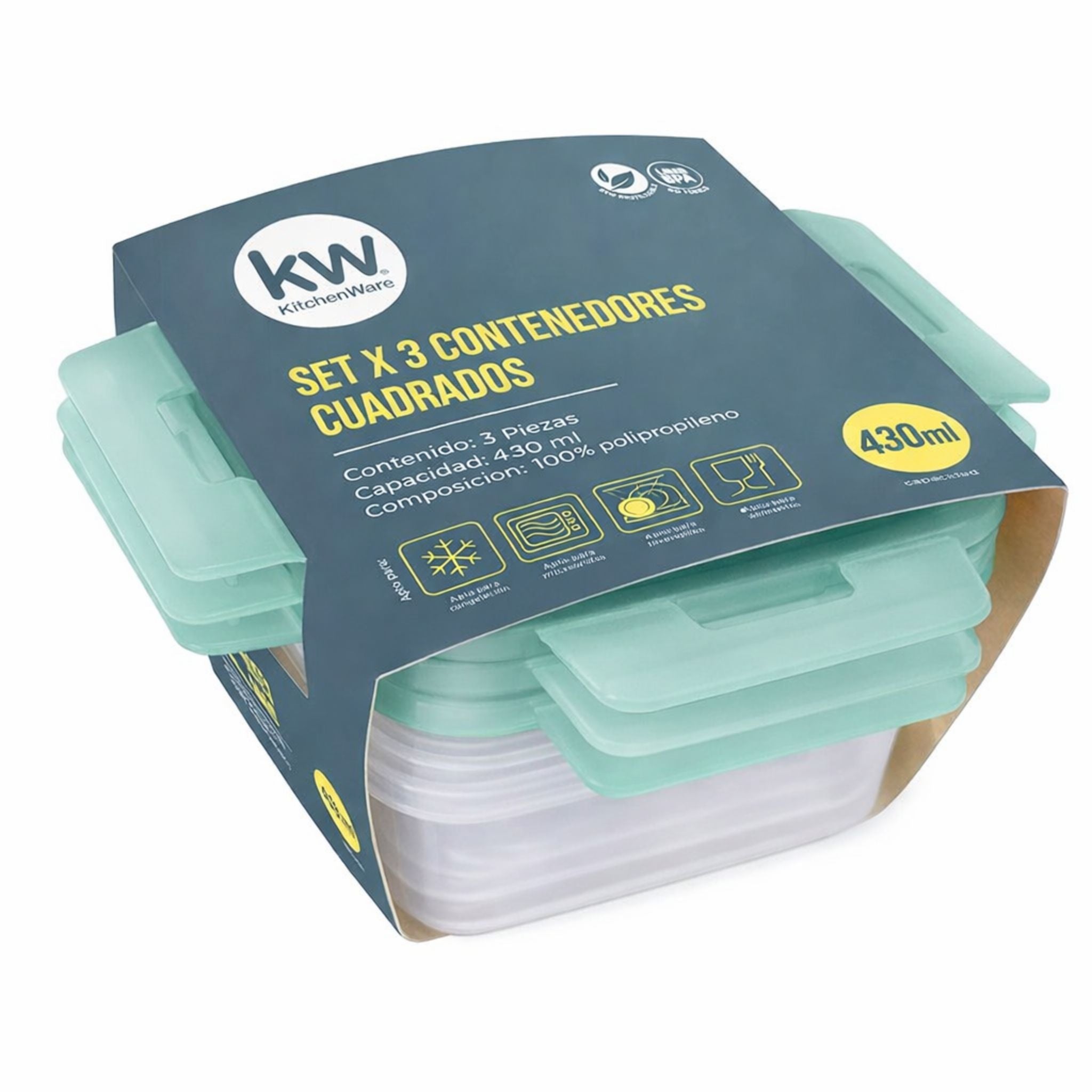 Contenedor De Plástico 430ml X3