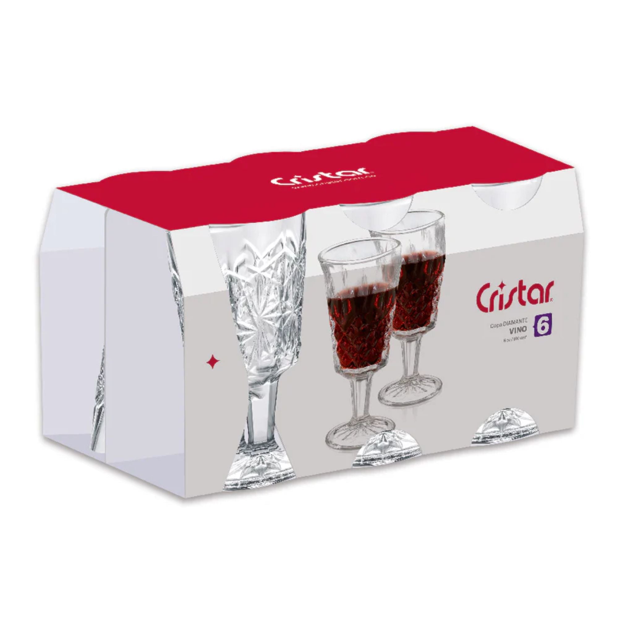 Set 6 Copas Vino Diamante 180ml