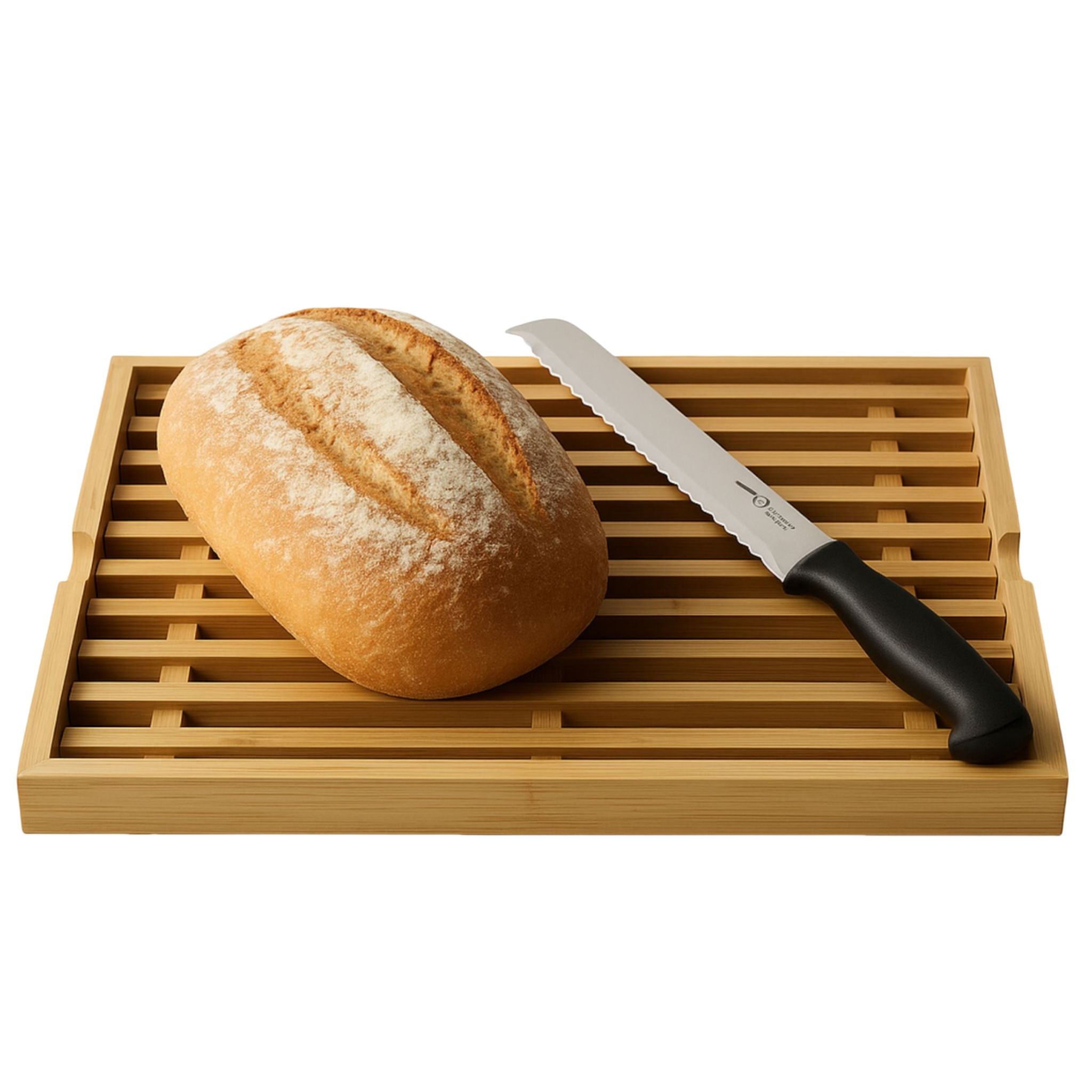 Cuchillo De Pan + Tabla Bambú