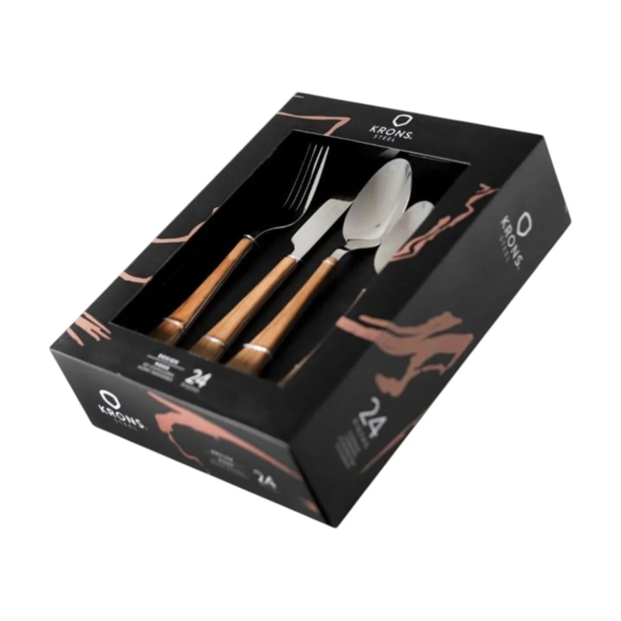 Juego De Cubiertos Mango Madera