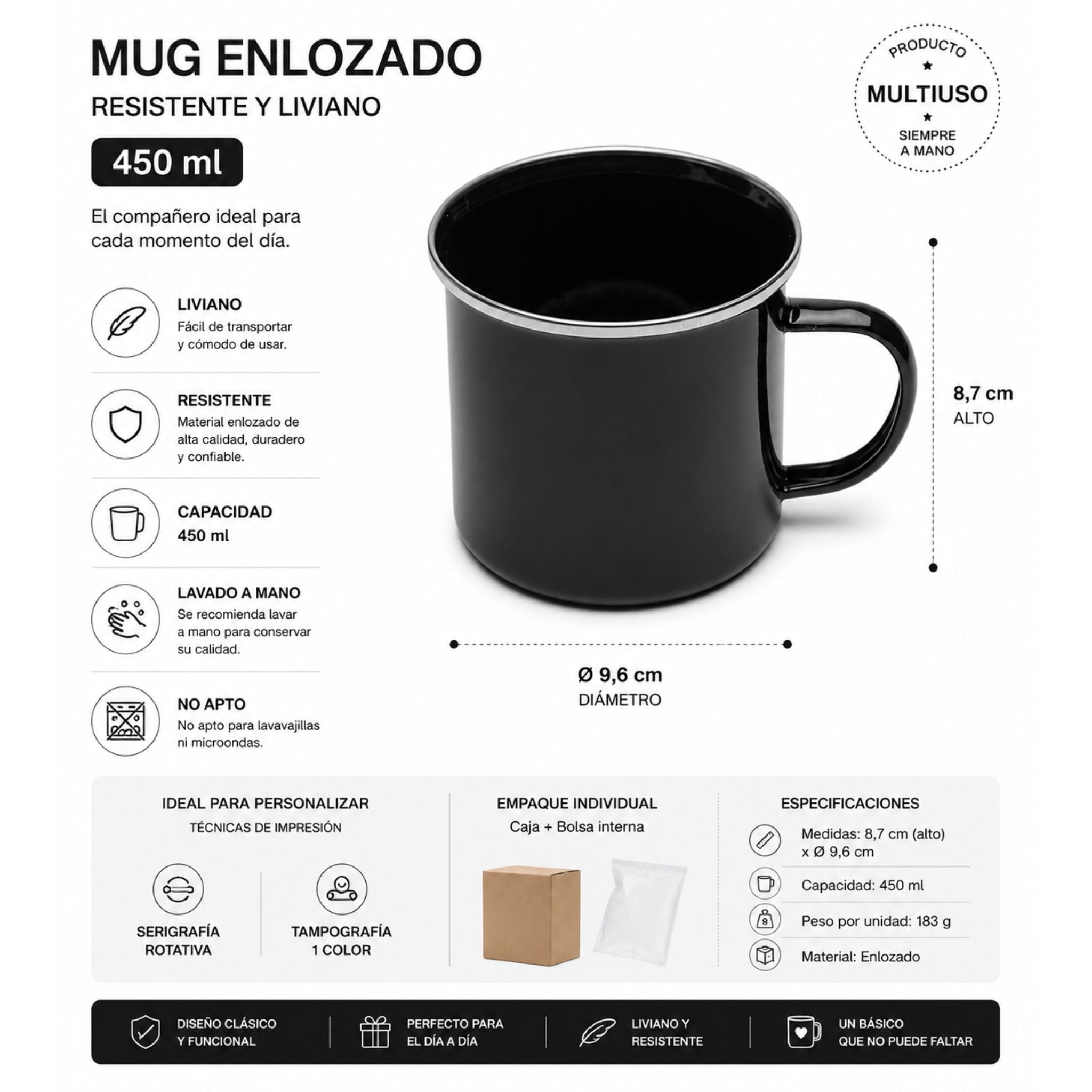 Mug Enlozado 450ml