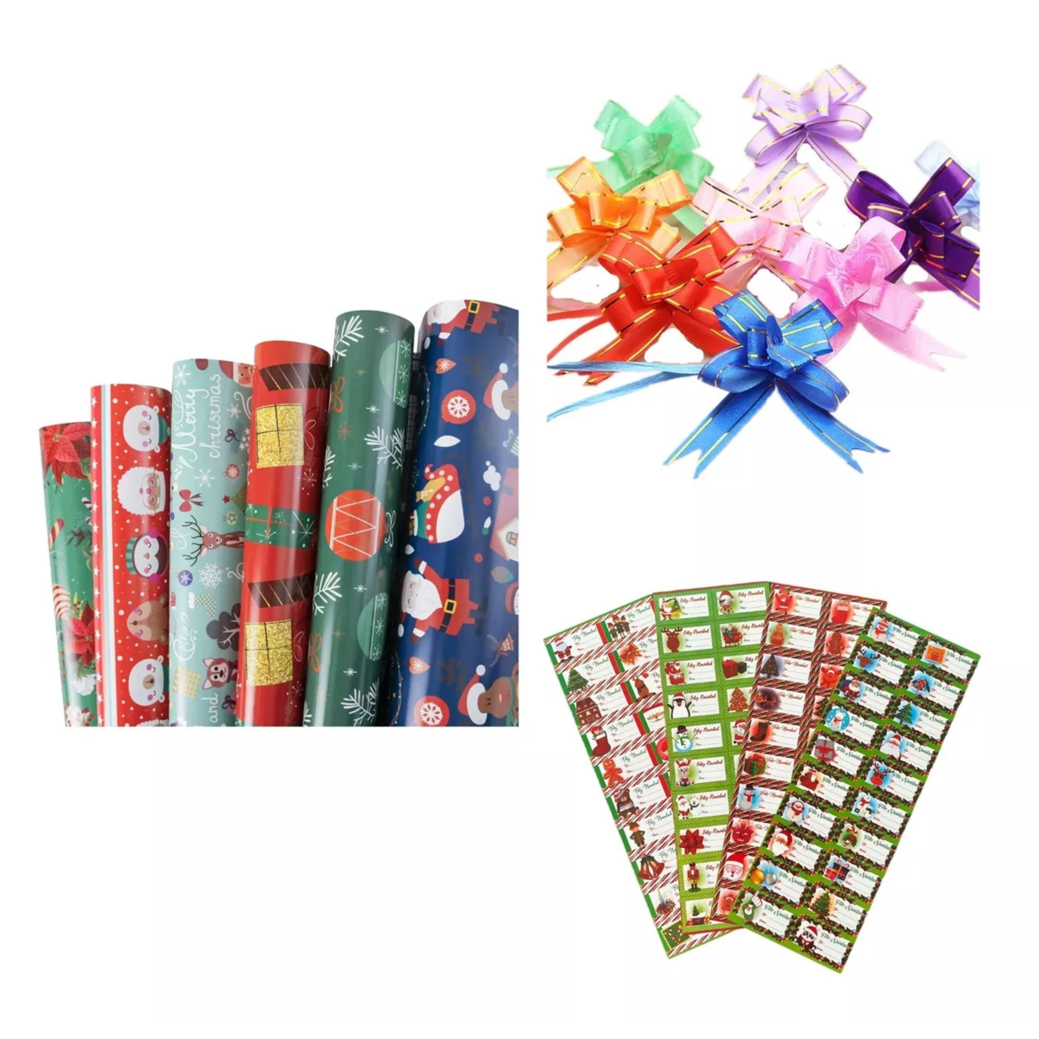 Papel De Regalo Navidad + 10 Cintas + Stickers
