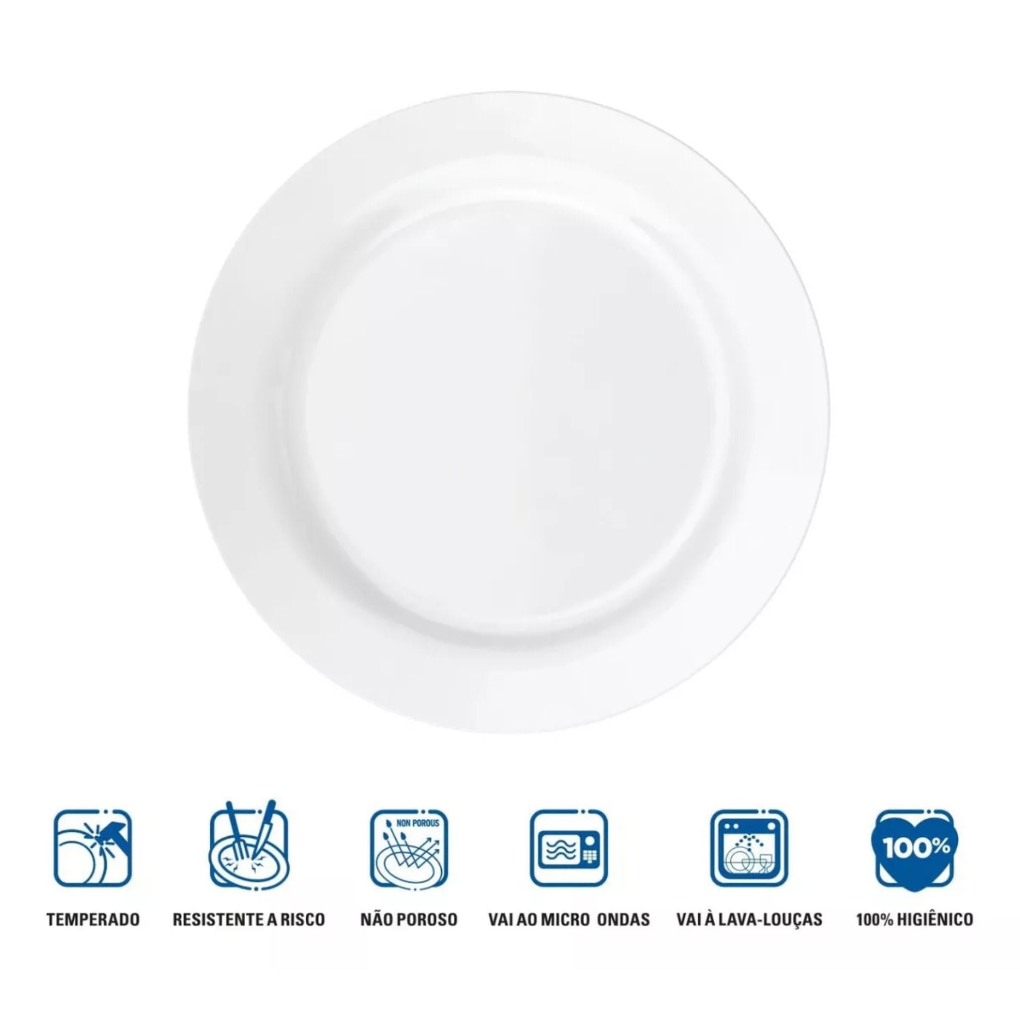 Plato Plano Vidrio Opal 24cm X6