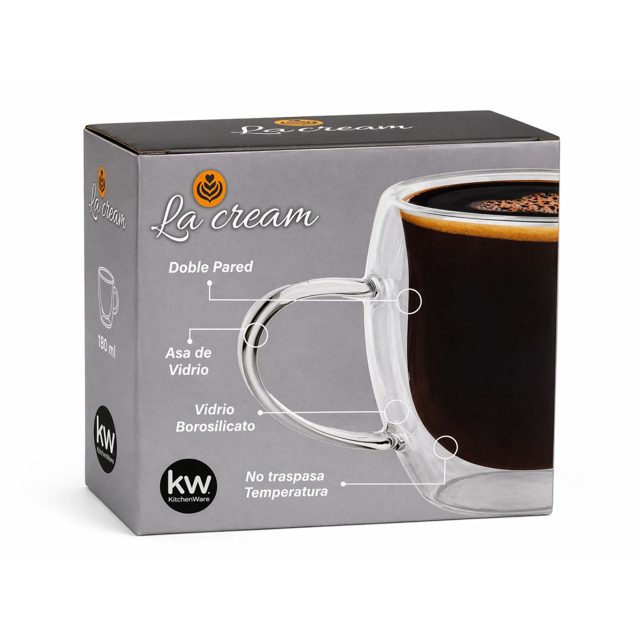 Tazas Doble Pared La Cream 180ml X2