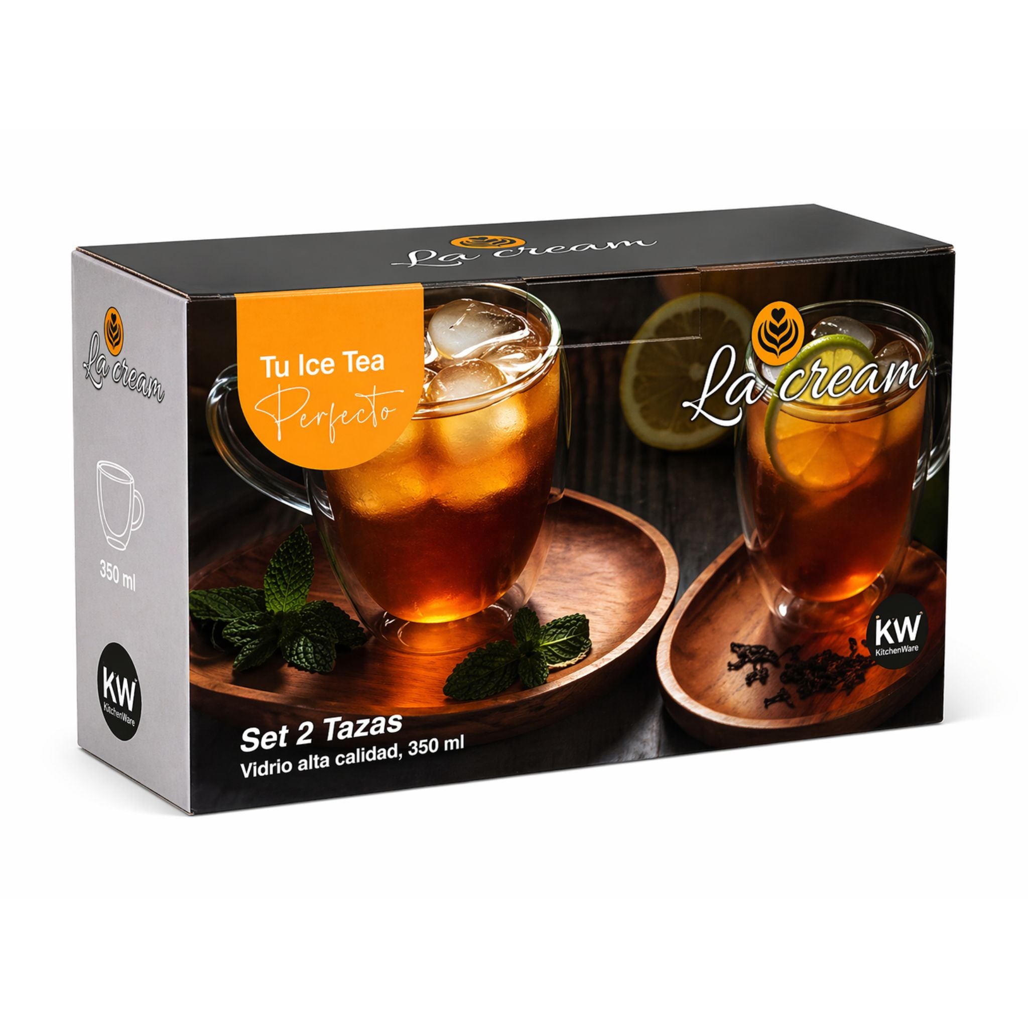 Tazas Doble Pared Vidrio 350ml X2