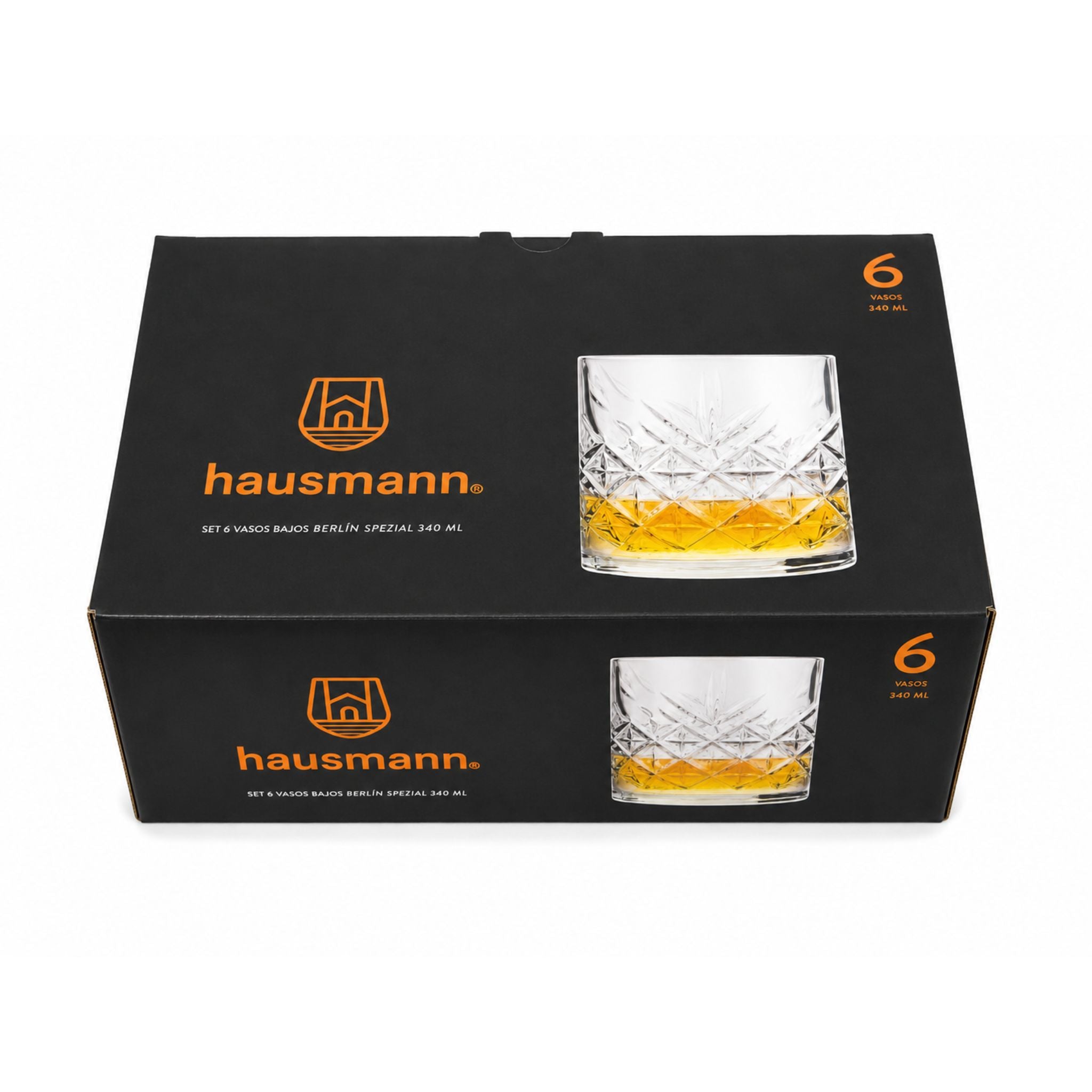 Vasos De Vidrio Bajos Whisky 340ml X6
