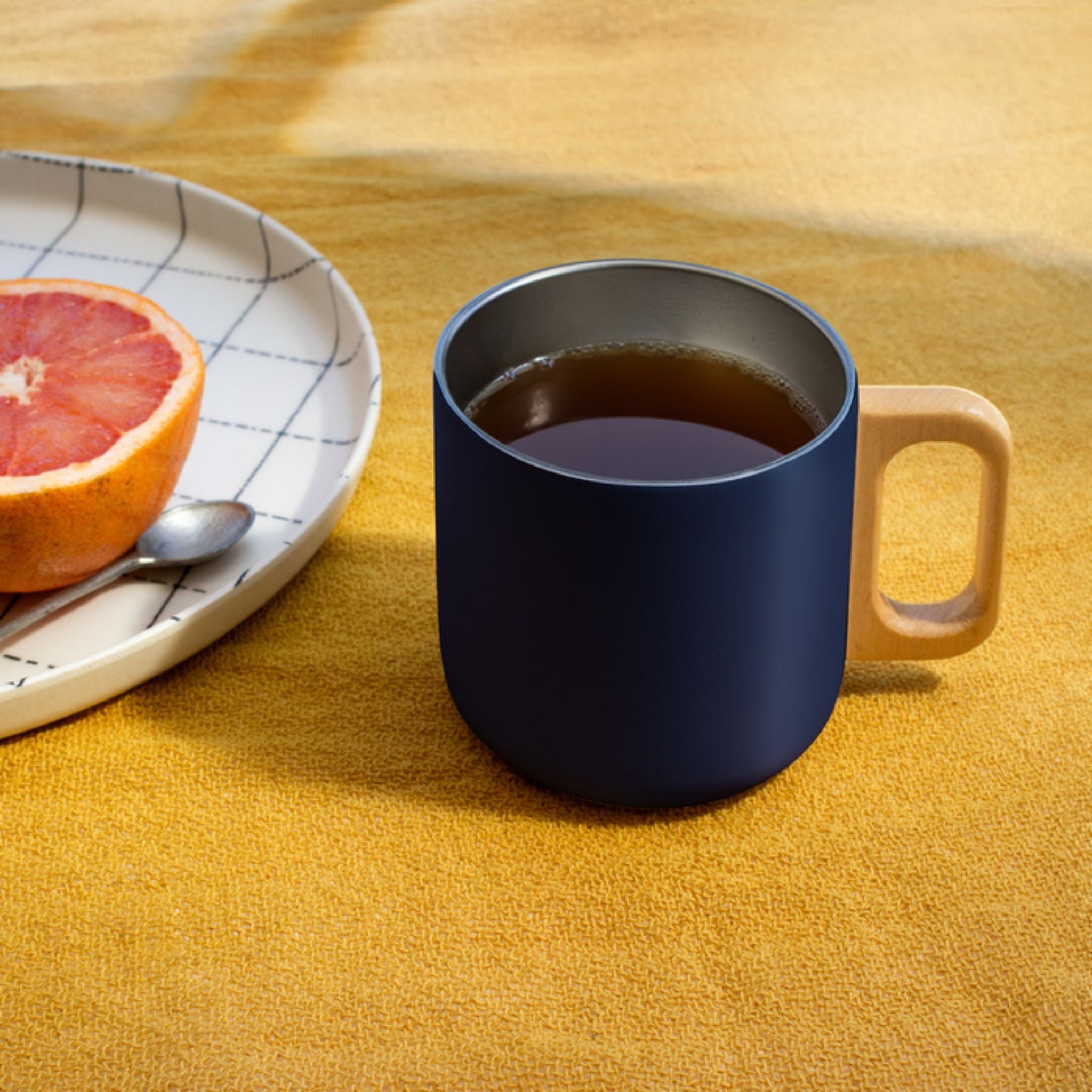 Taza Acero Asa De Madera 390ml