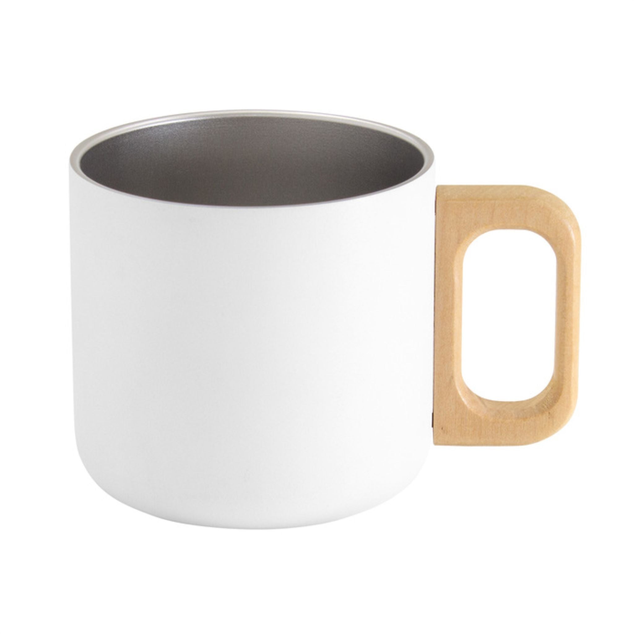 Taza Acero Asa De Madera 390ml