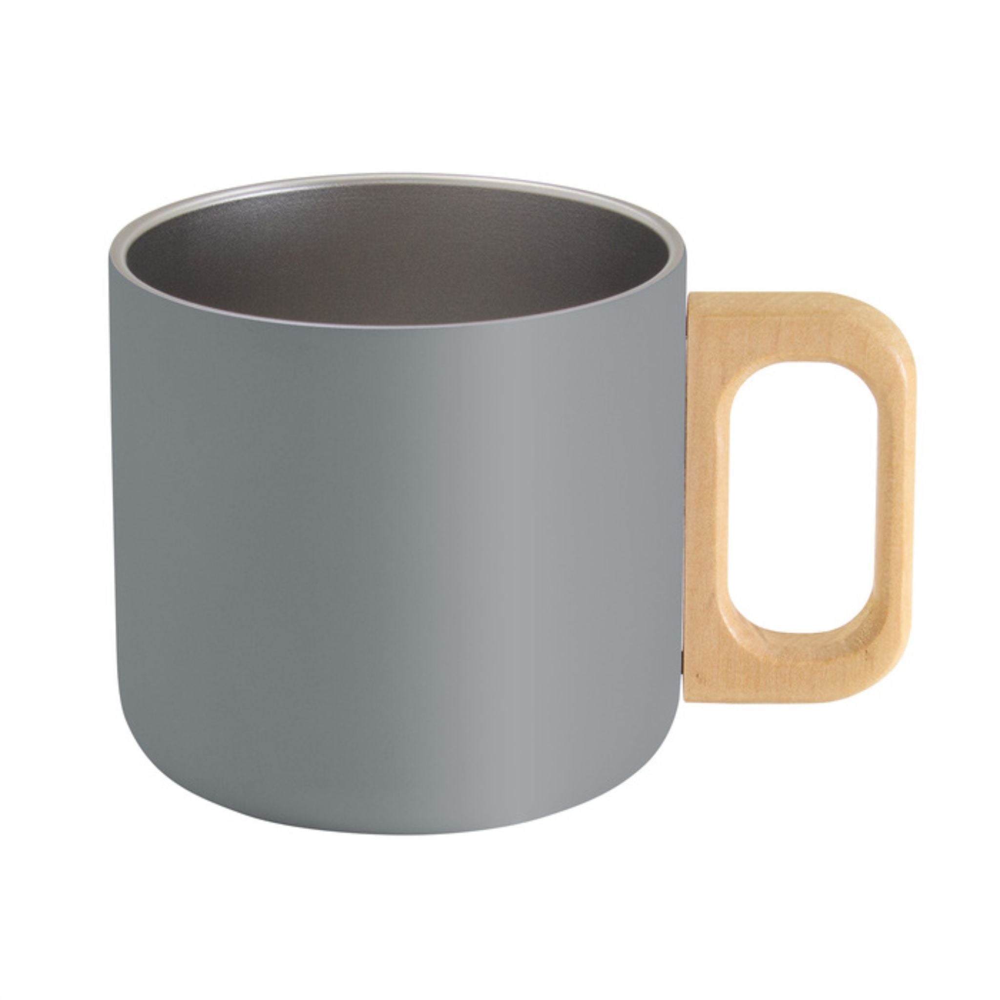 Taza Acero Asa De Madera 390ml