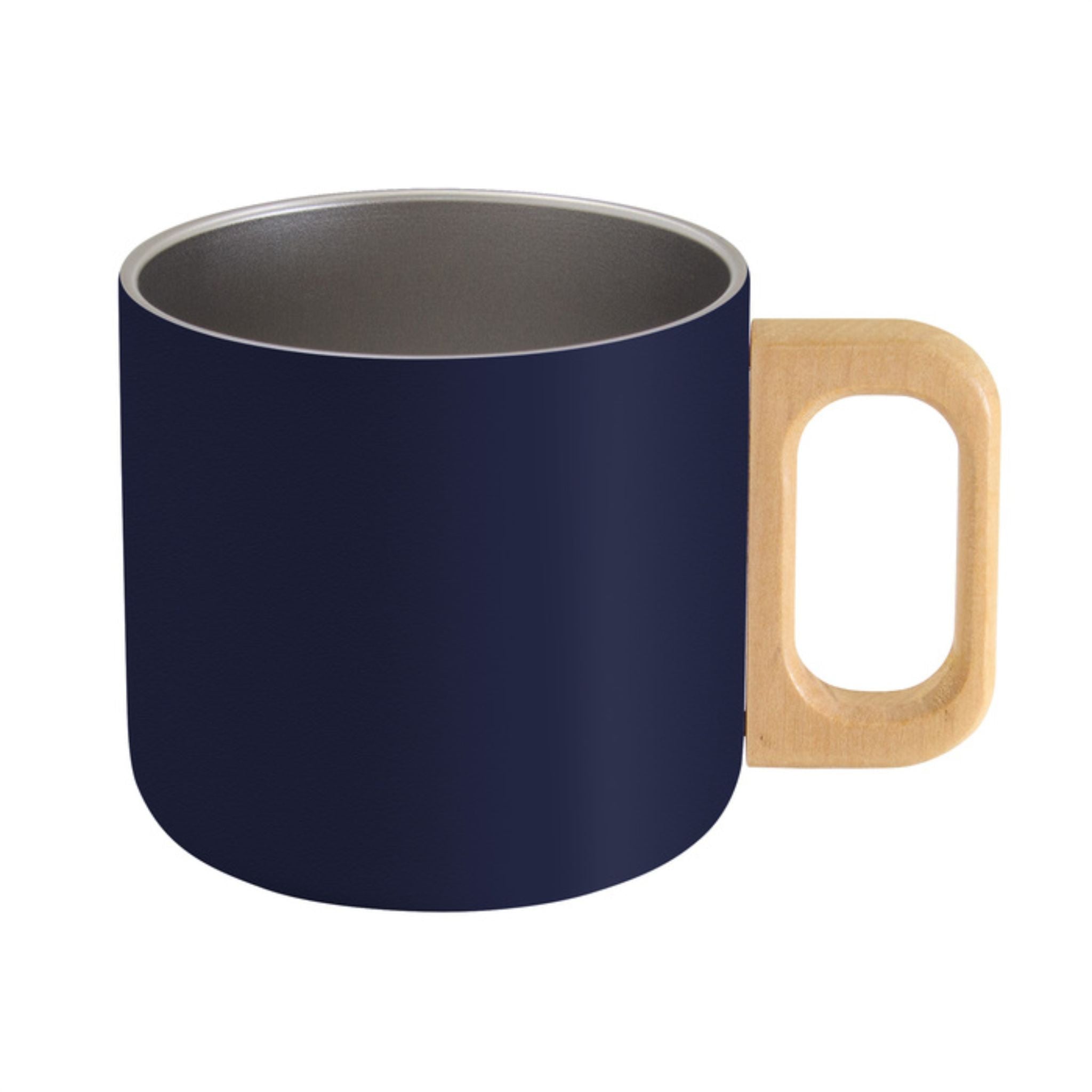 Taza Acero Asa De Madera 390ml