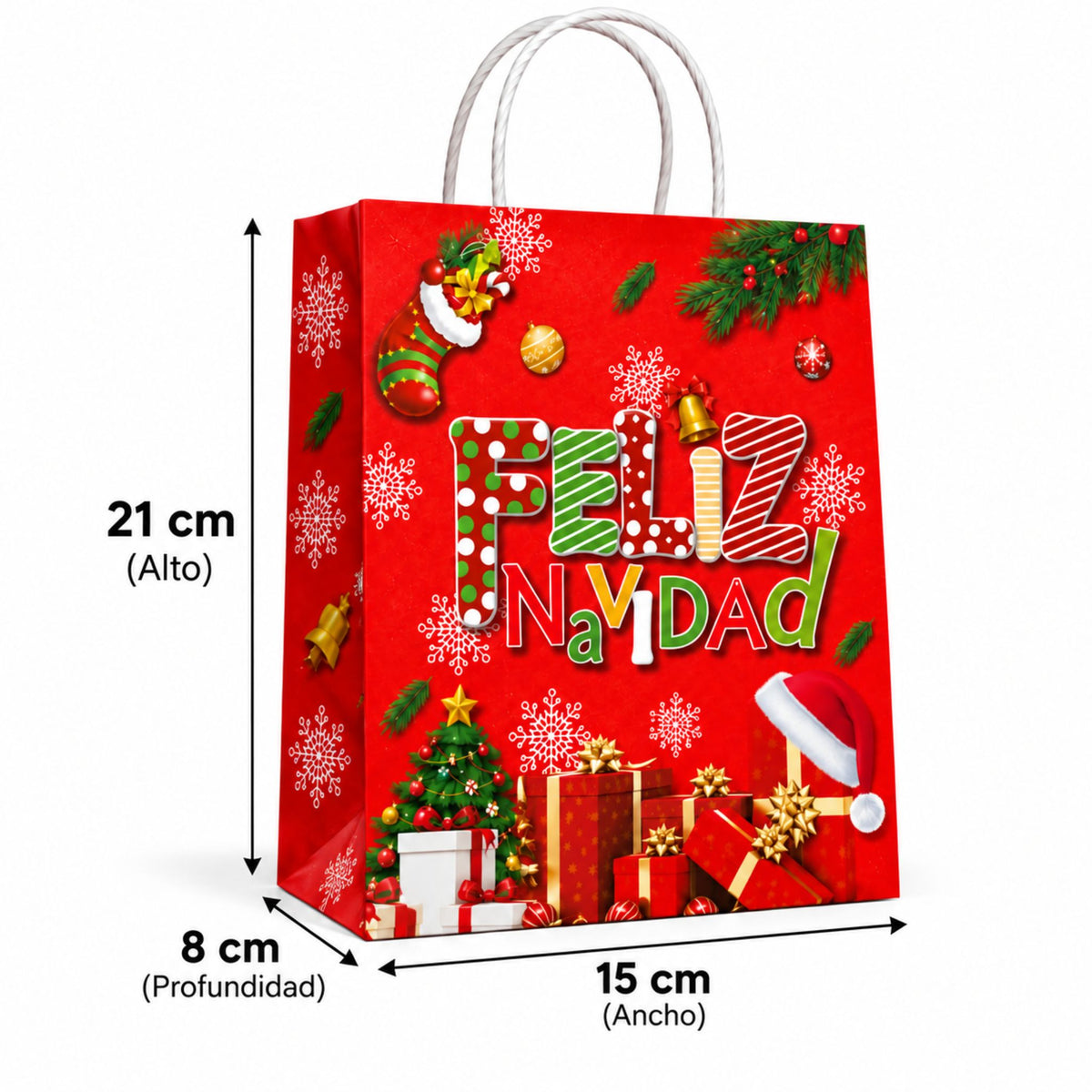 Bolsas De Regalo Kraft Navidad X12
