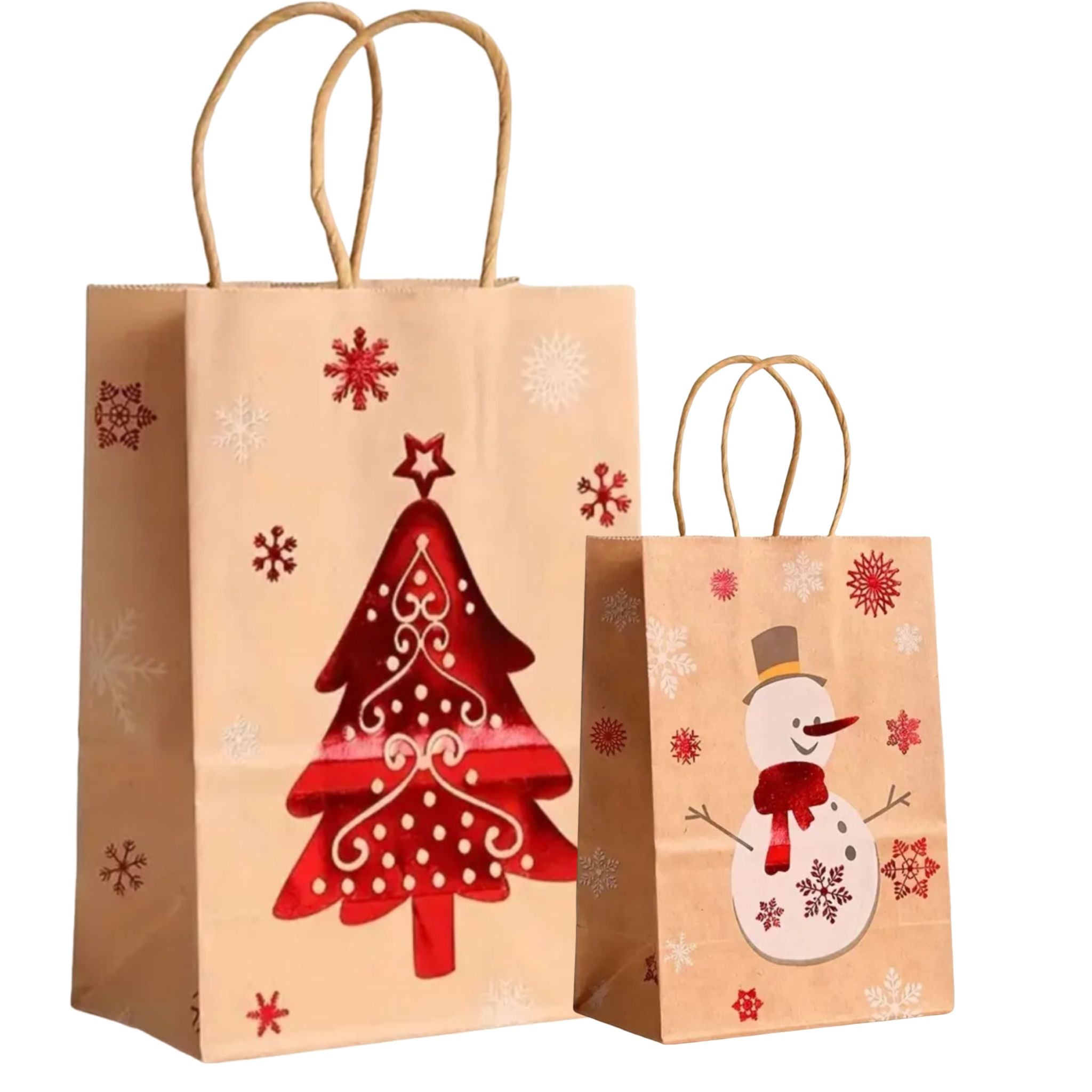 24 Bolsas Navideñas Kraft G - S + Cintas