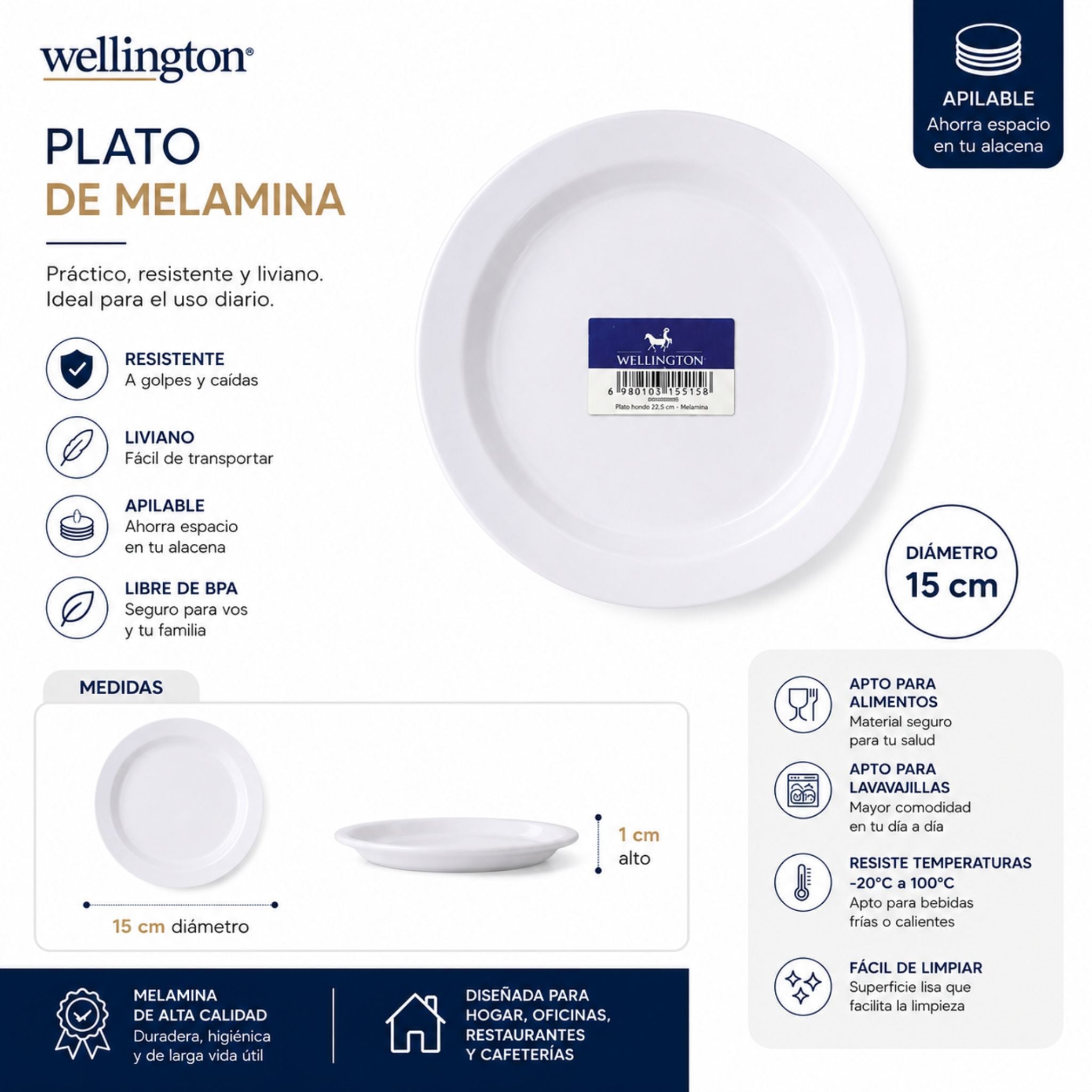 Platillo Té Melamina 15cm