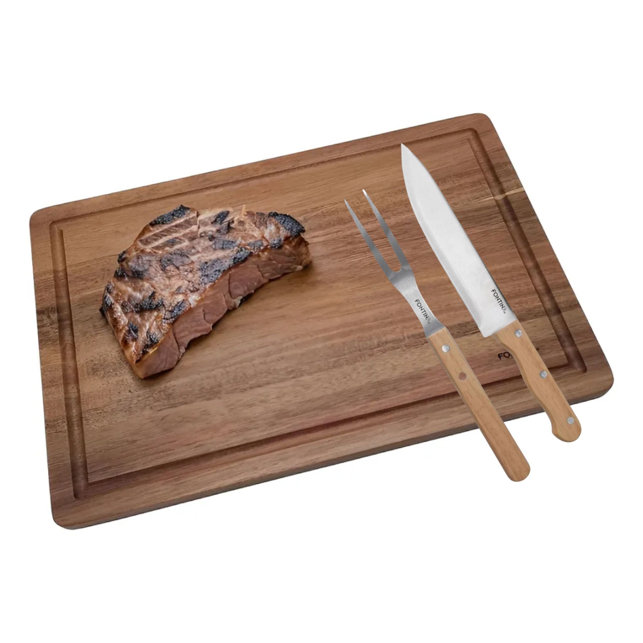 Tabla De madera + Cuchillo + Trincho