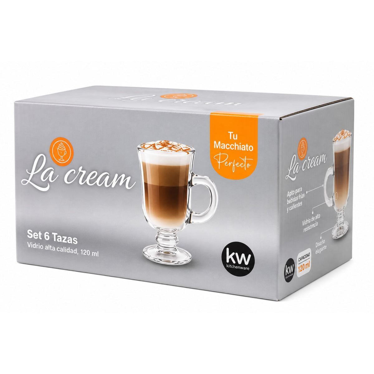 Set 6 Tazas Vidrio La Cream 120ml