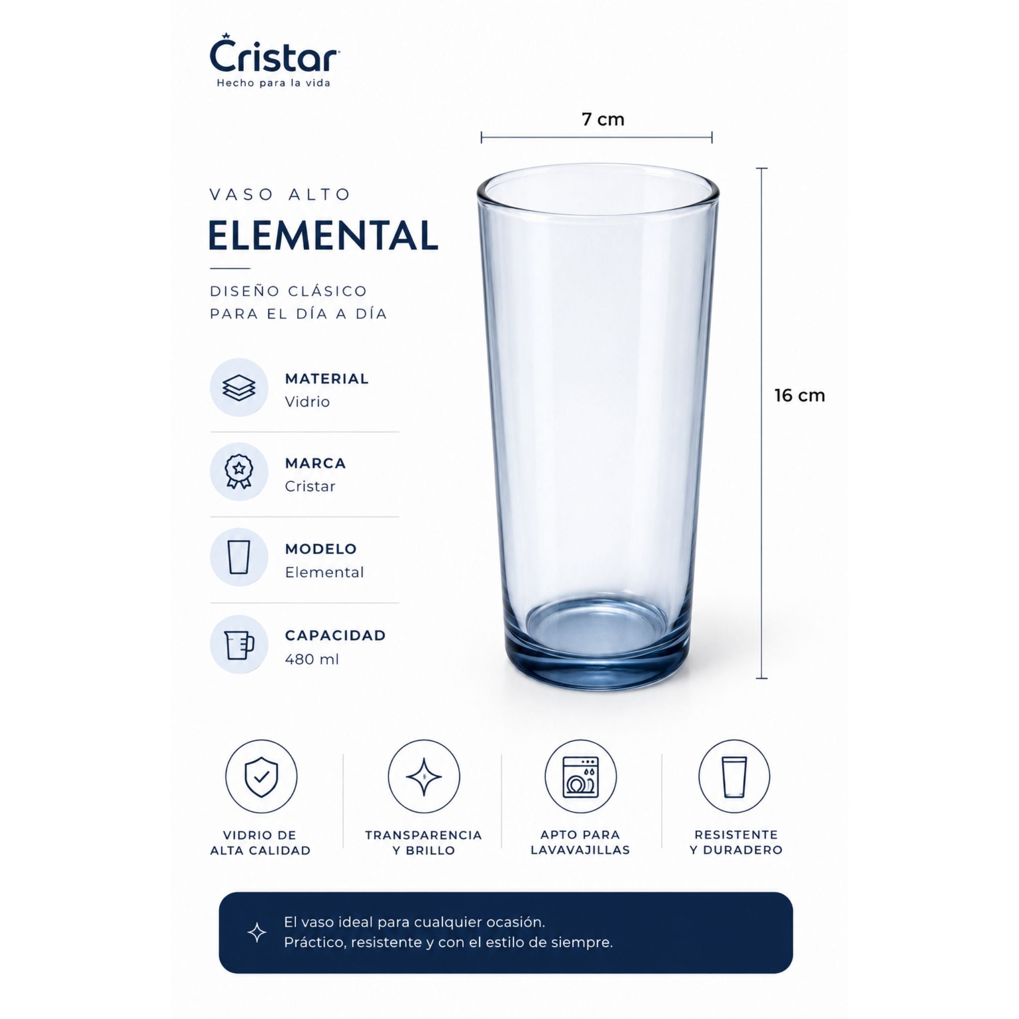 Vasos De Vidrio Bebidas 480ml X6