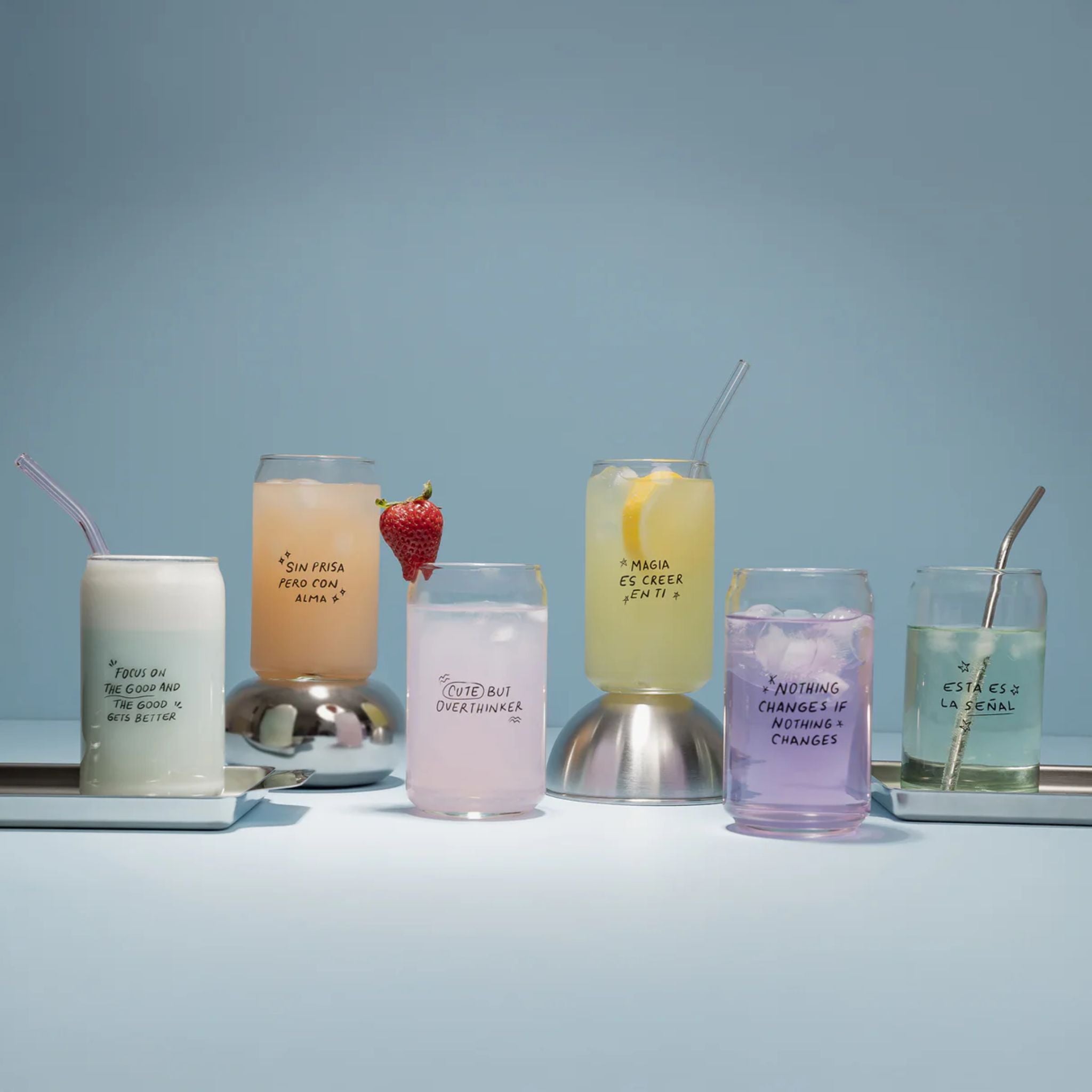 Vasos De Vidrio Lata Con Frases X6