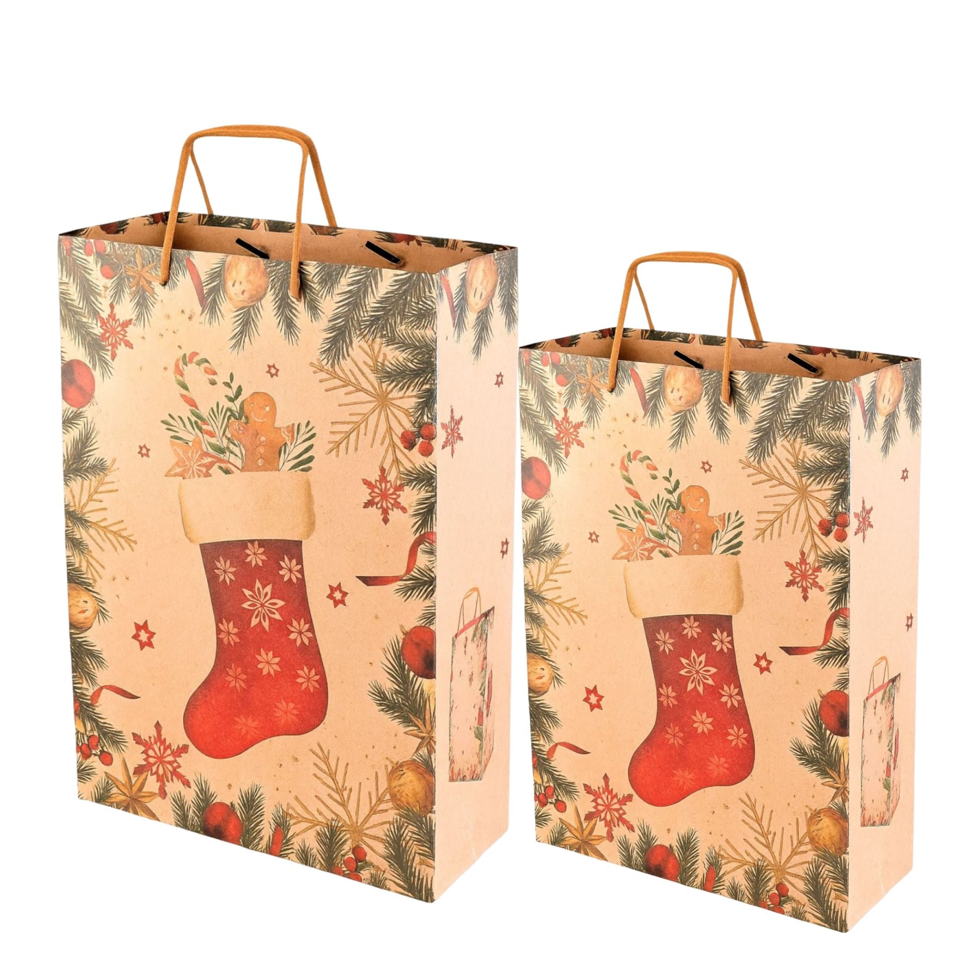 24 Bolsas Navideñas Kraft XS - XXS + Cintas