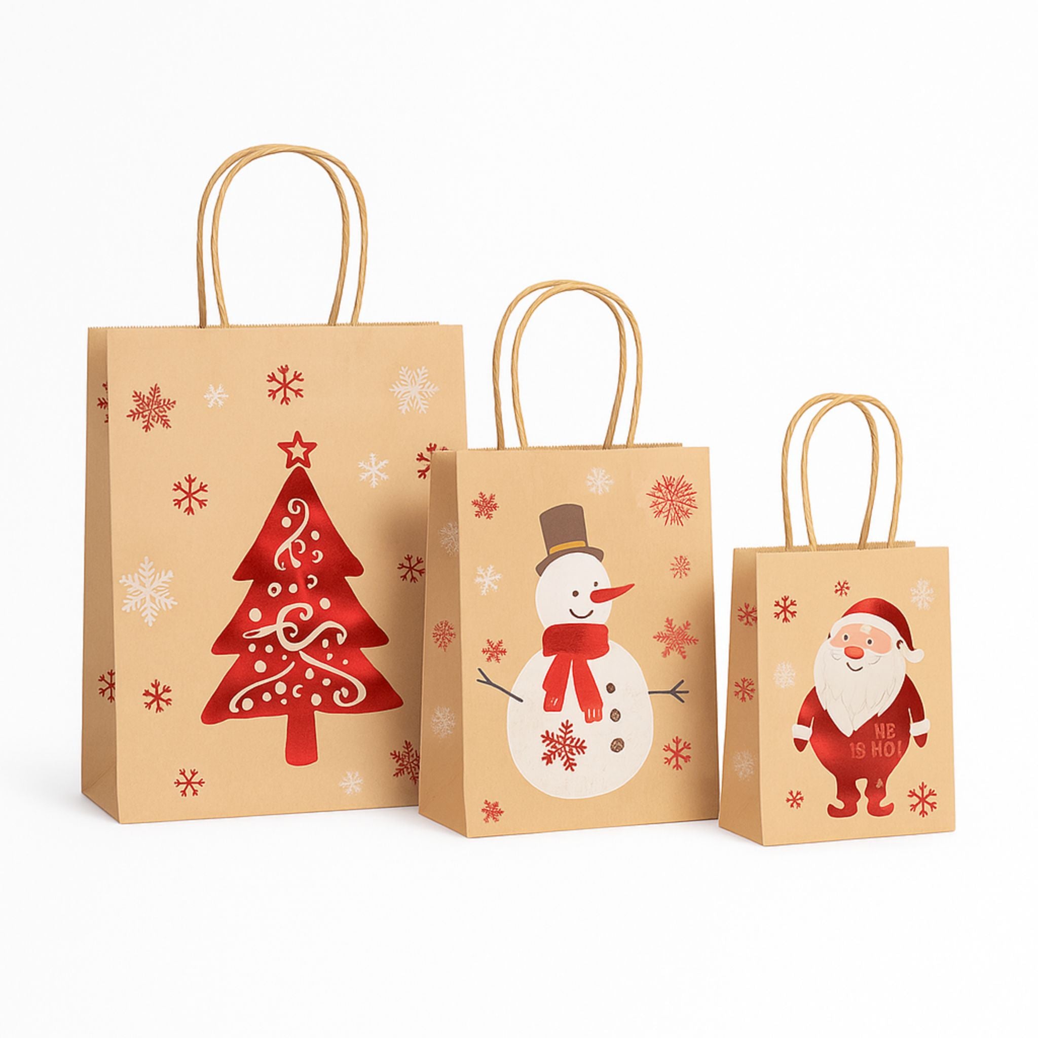 Bolsas Navidad 3 Tamaños X12 + Cintas