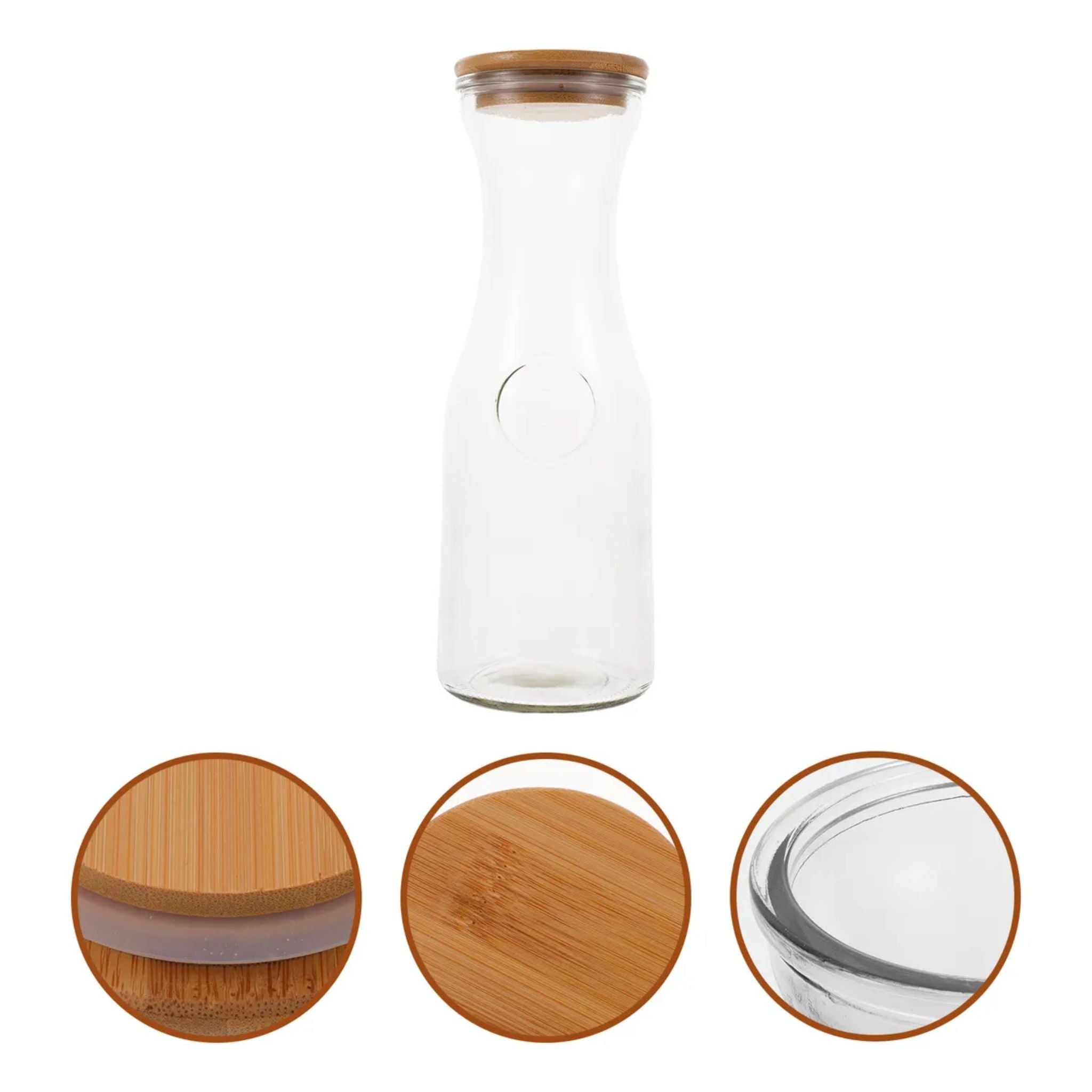 Botella De Vidrio Tapa Bambú 500ml