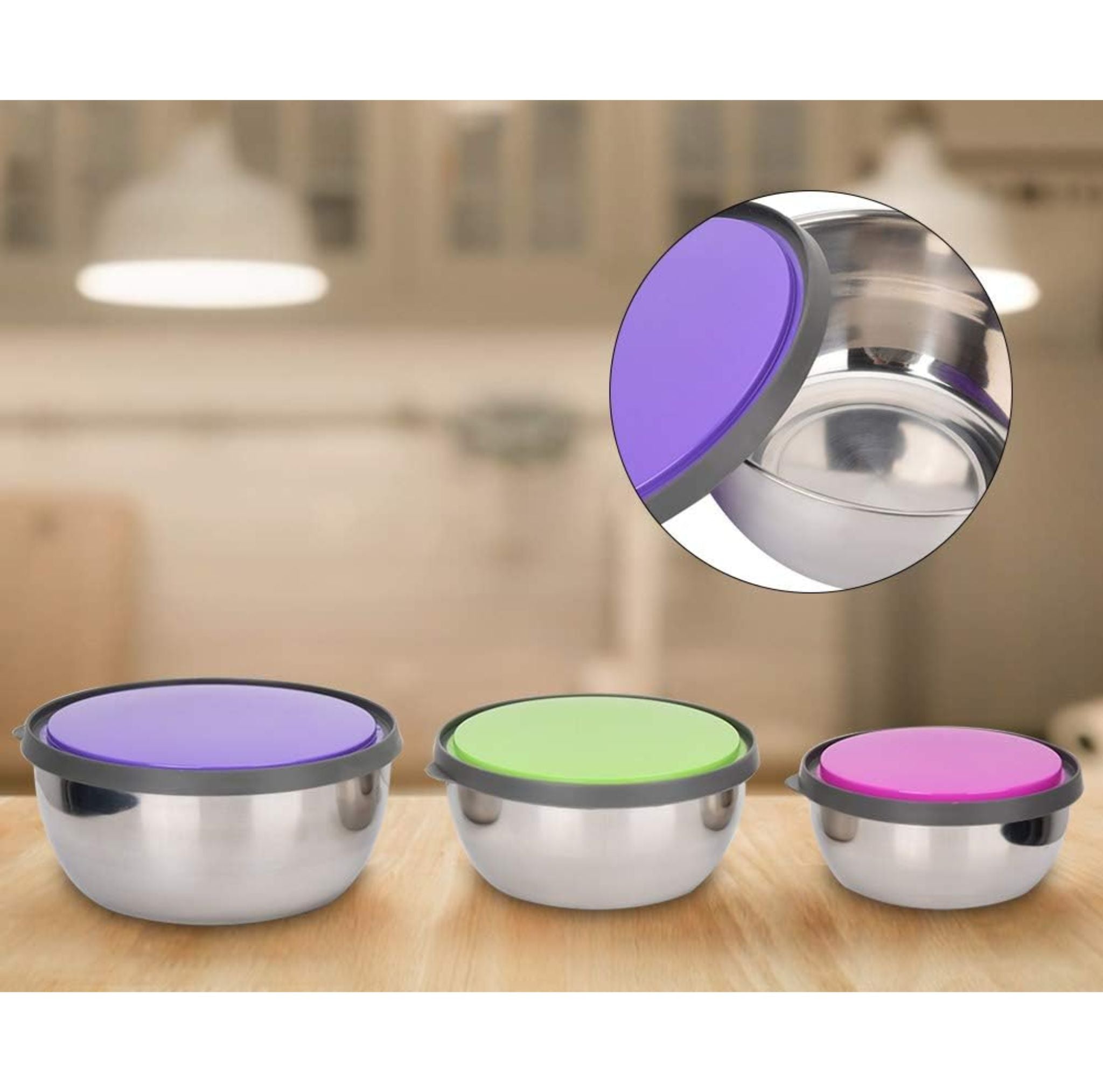 Bowl Acero Inoxidable Con Tapa X3