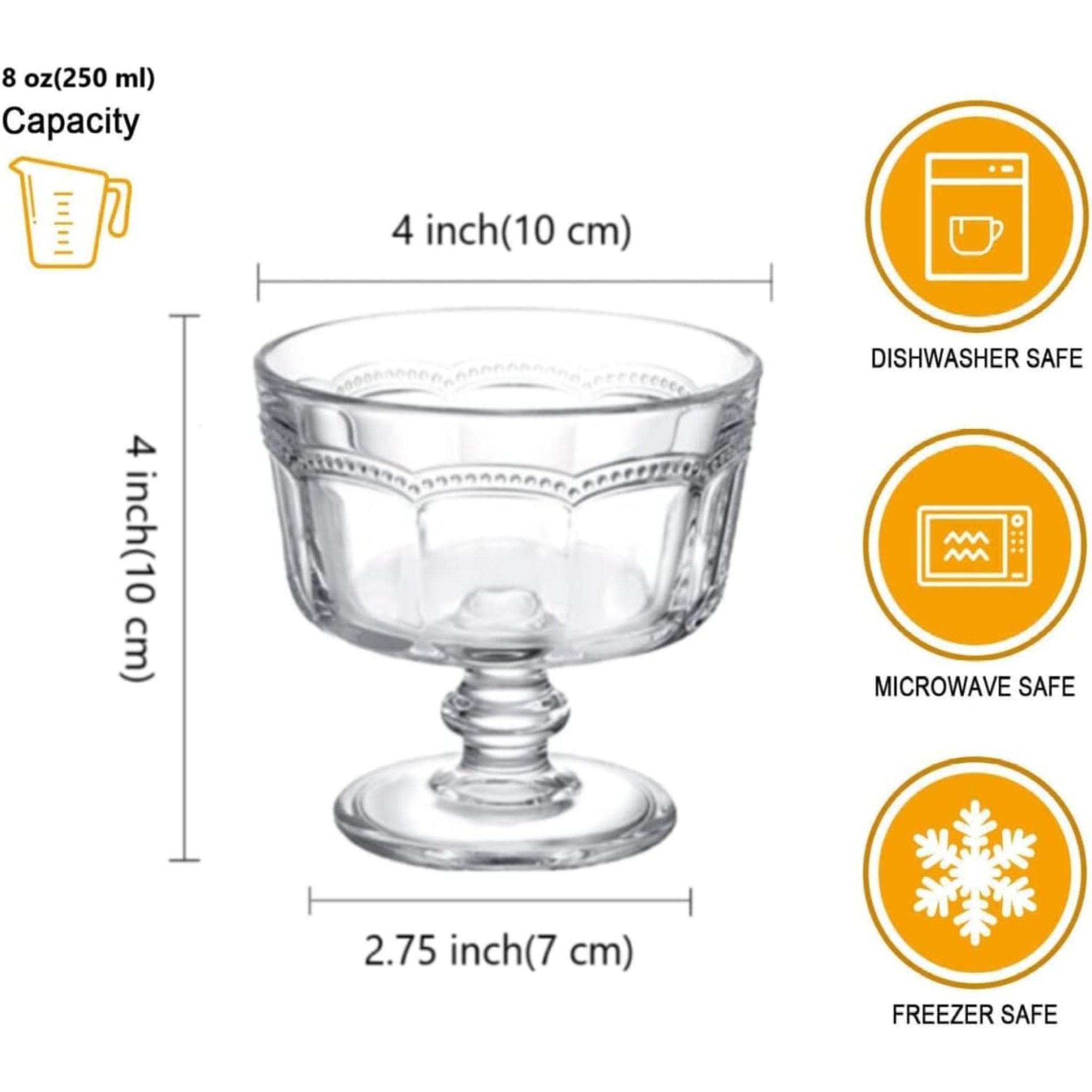 Copas De Postre Vidrio X6