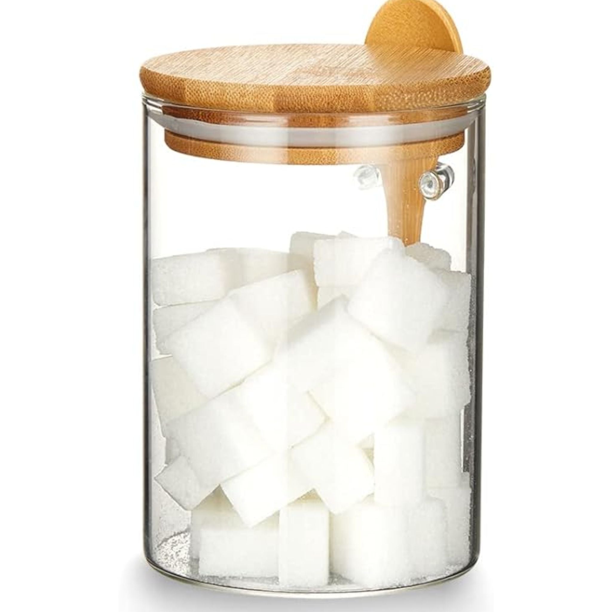 Frasco Vidrio Tapa y Cuchara Bambú 1L