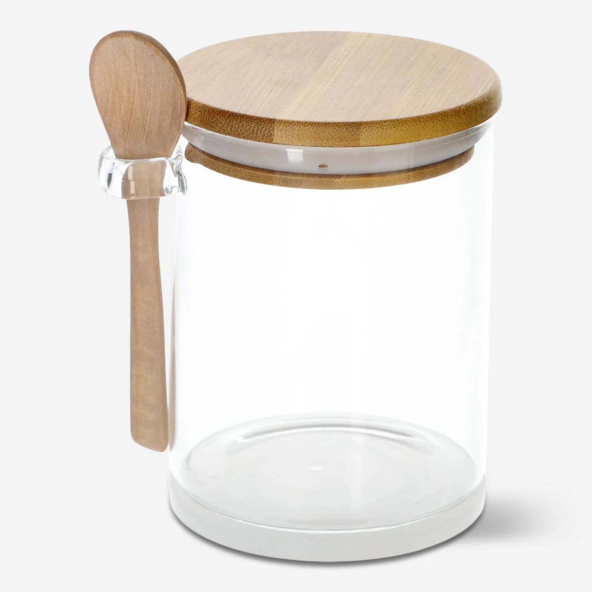 Frasco Vidrio Tapa y Cuchara Bambú 1L