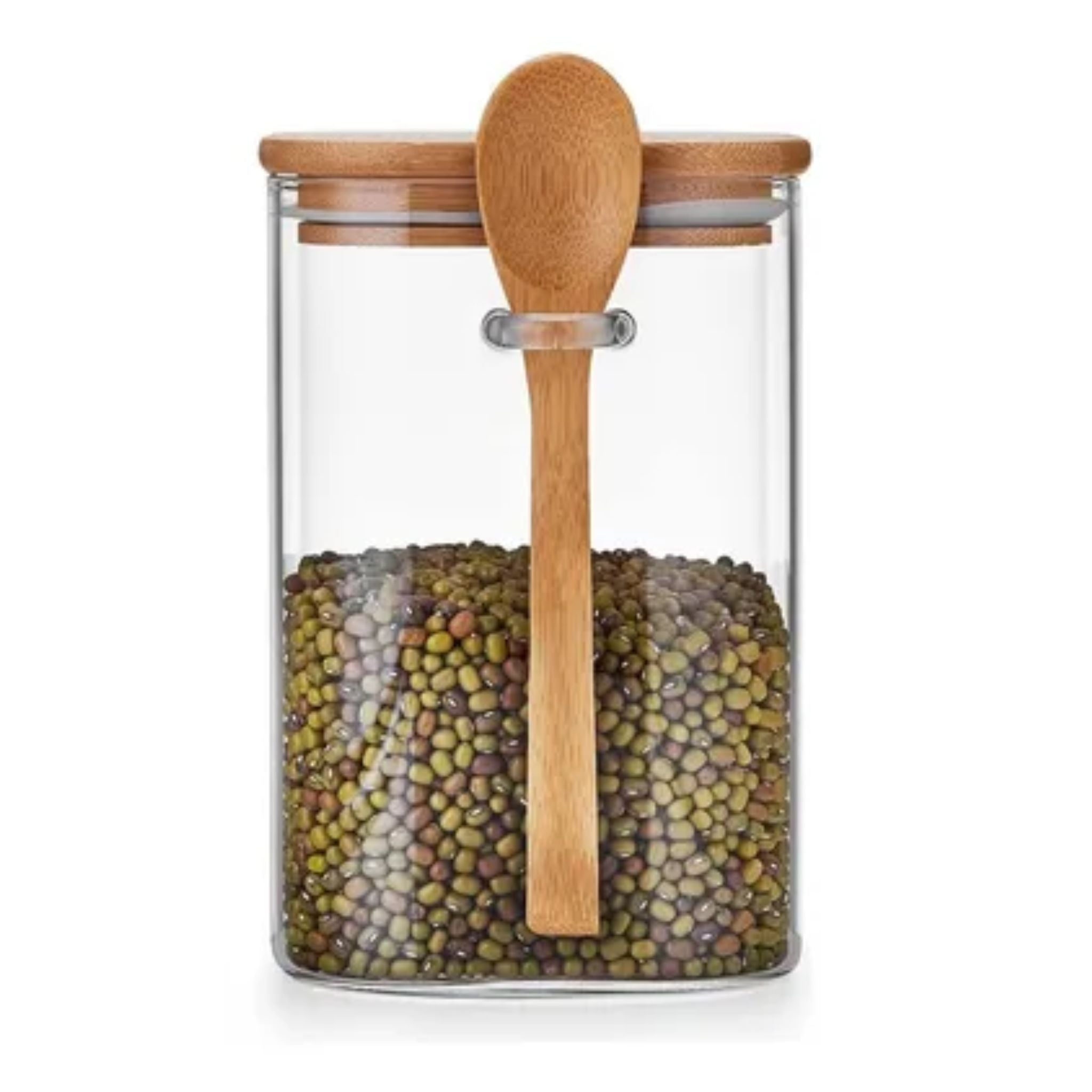 Frasco De Vidrio Tapa Bambú 550ml