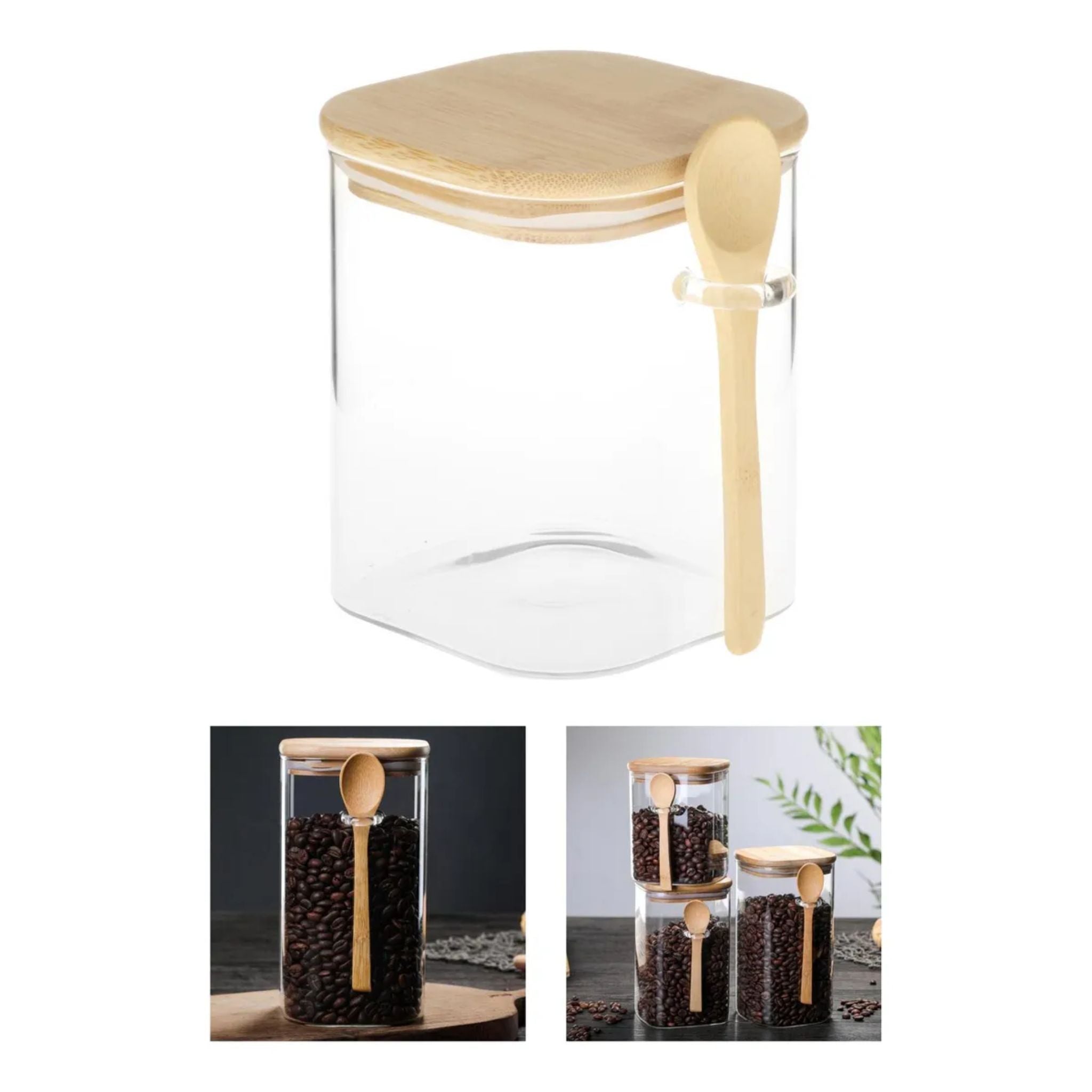 Frasco De Vidrio Tapa Bambú 450ml