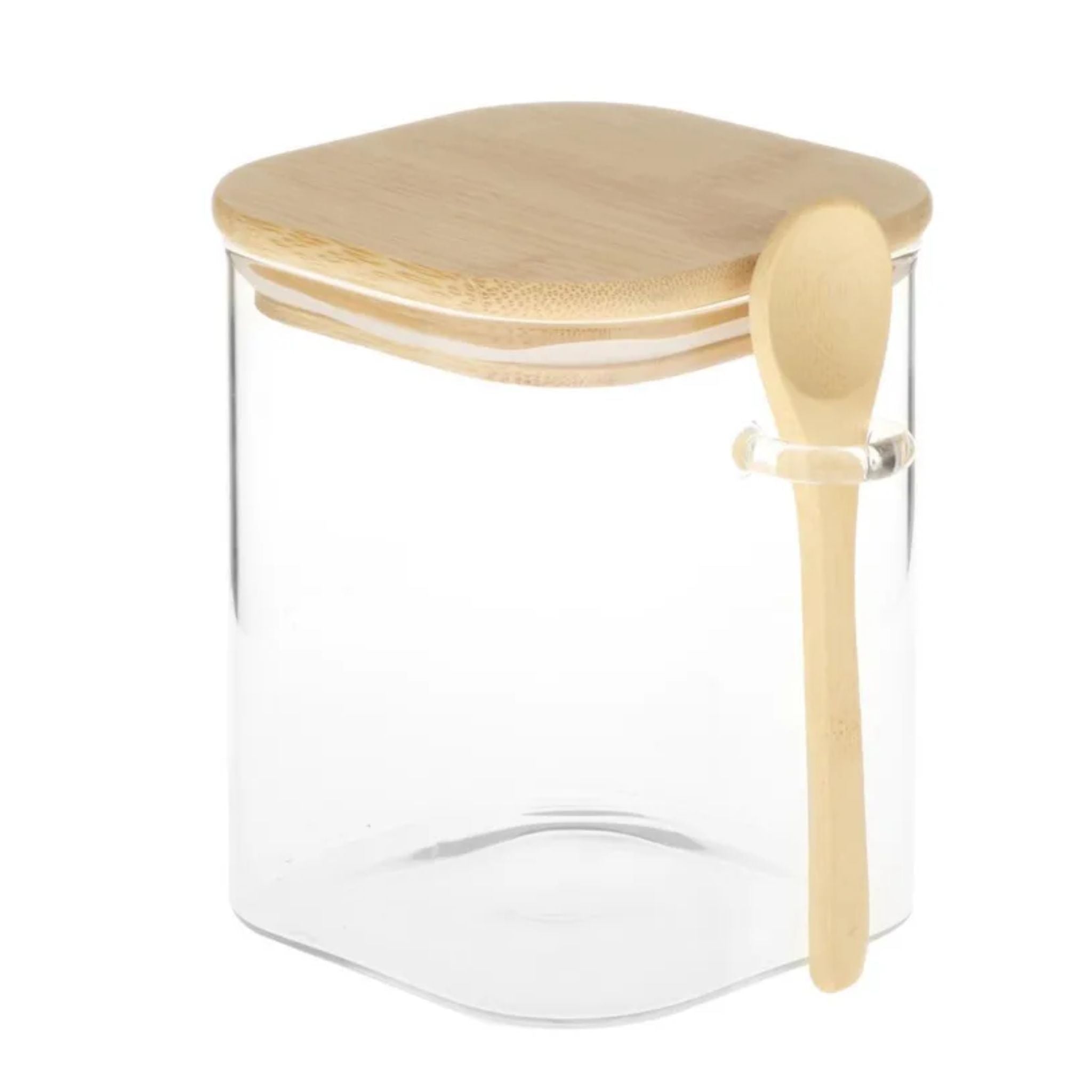 Set 3 Frascos De Vidrio Tapa Bambú