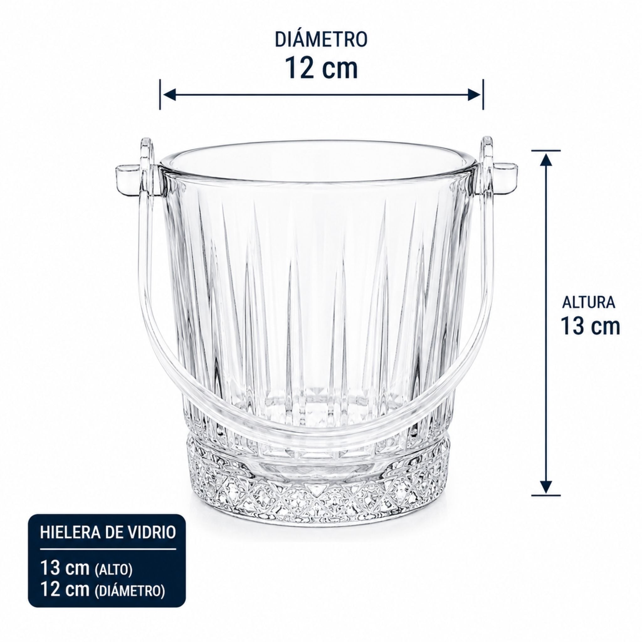 Hielera Vidrio 900ml con Pinza