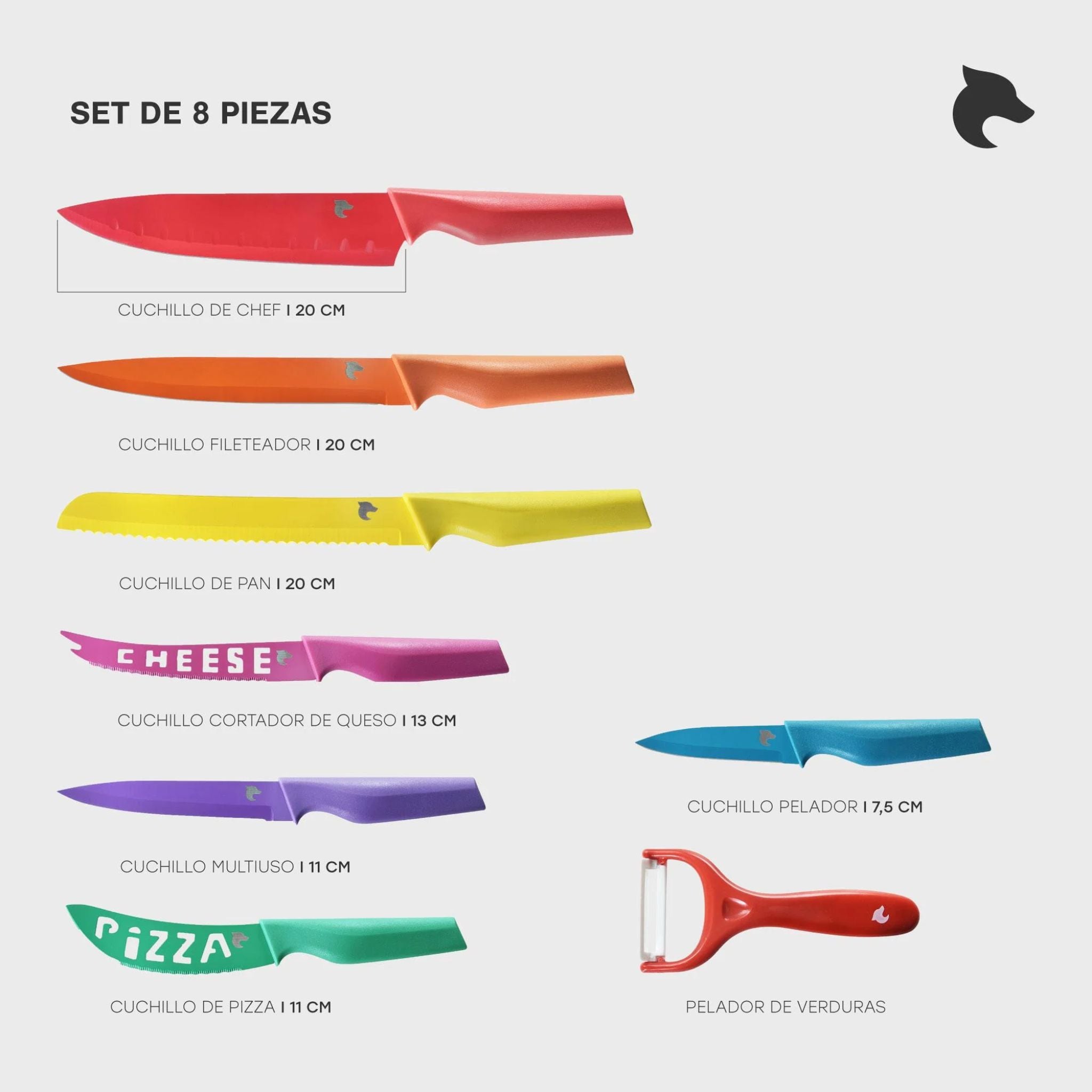 Set 8 Cuchillos Cocinero Moon