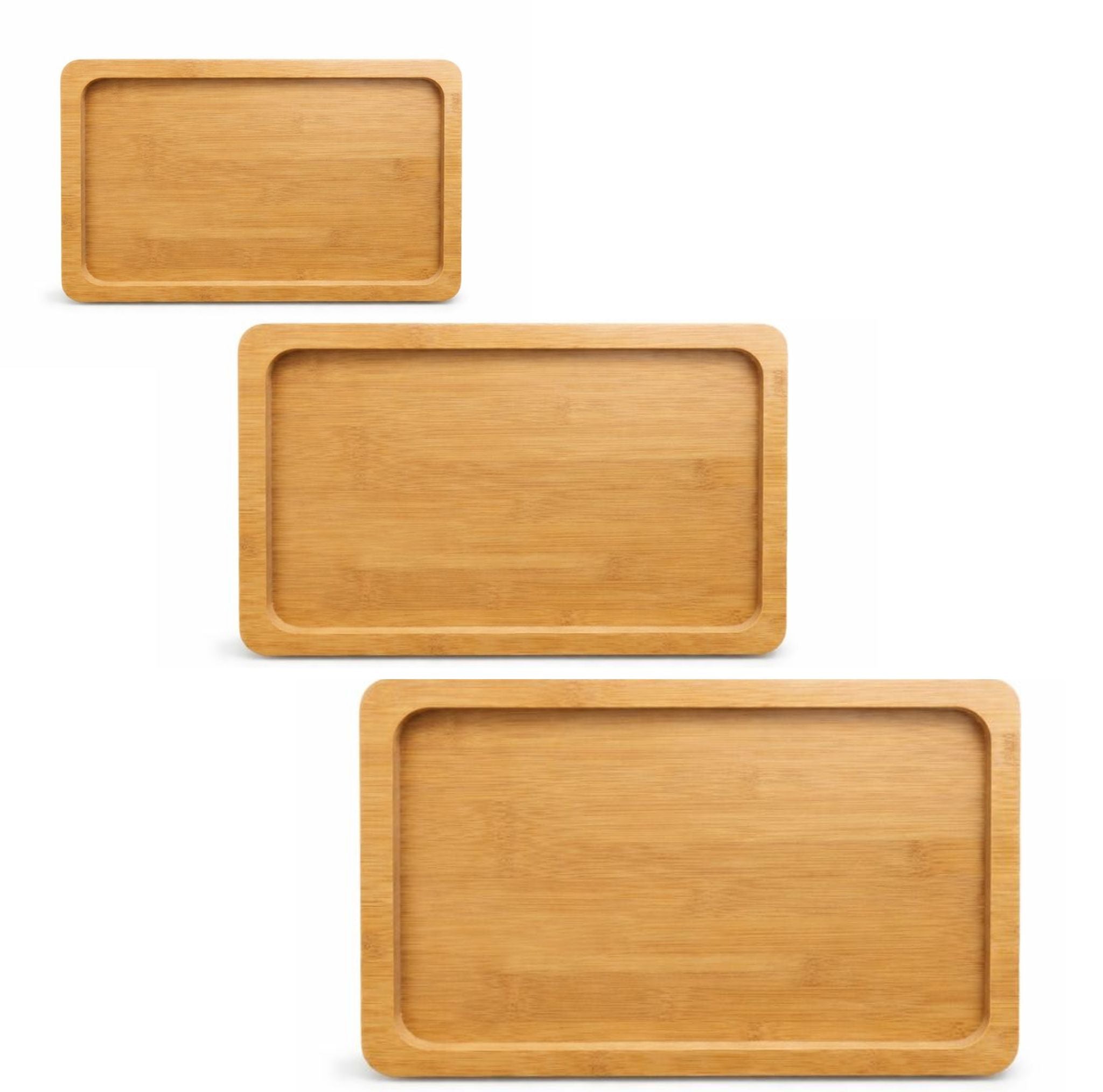Set 3 Bandejas Rectangulares Bambú