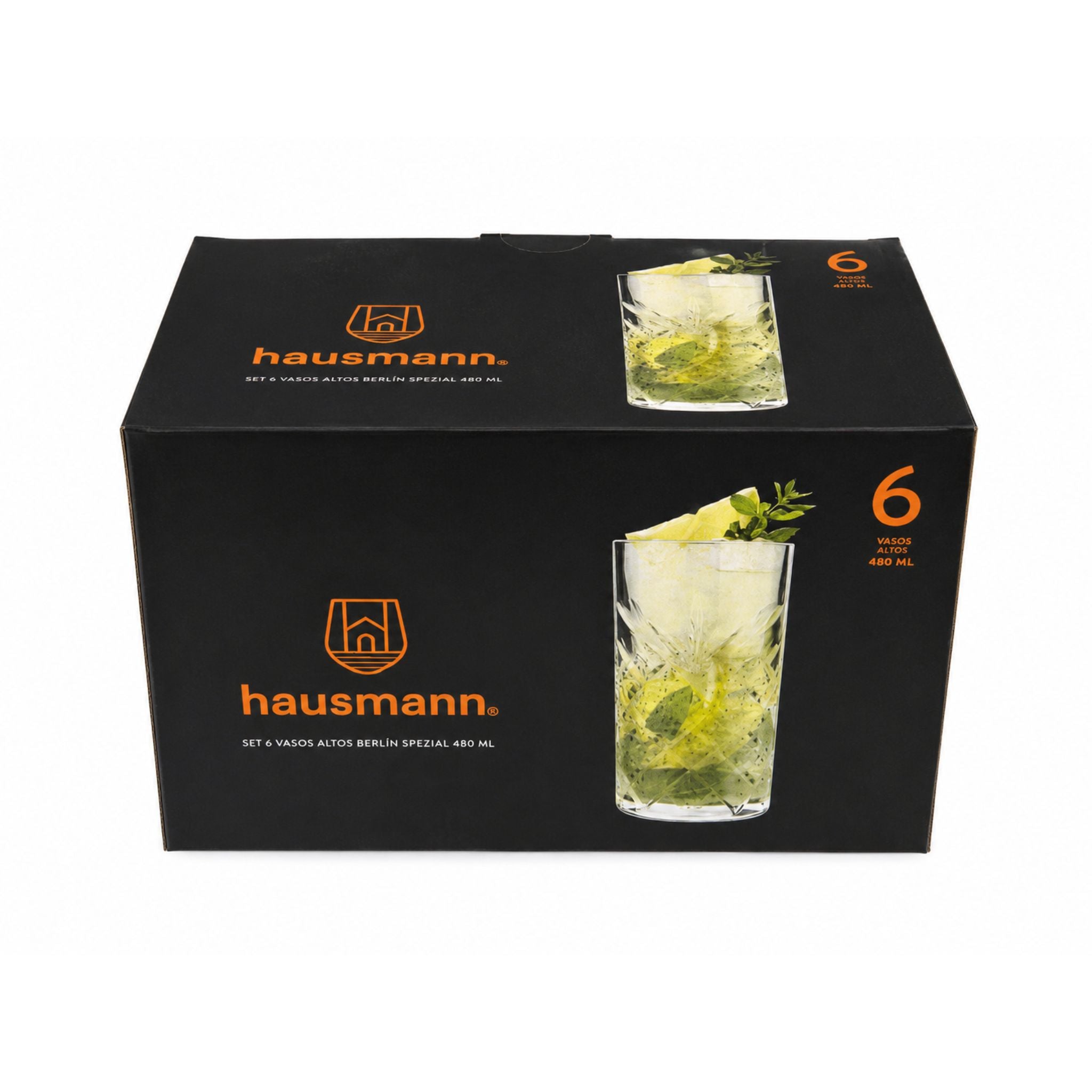 Vaso Alto Vidrio Coctel 480ml X6