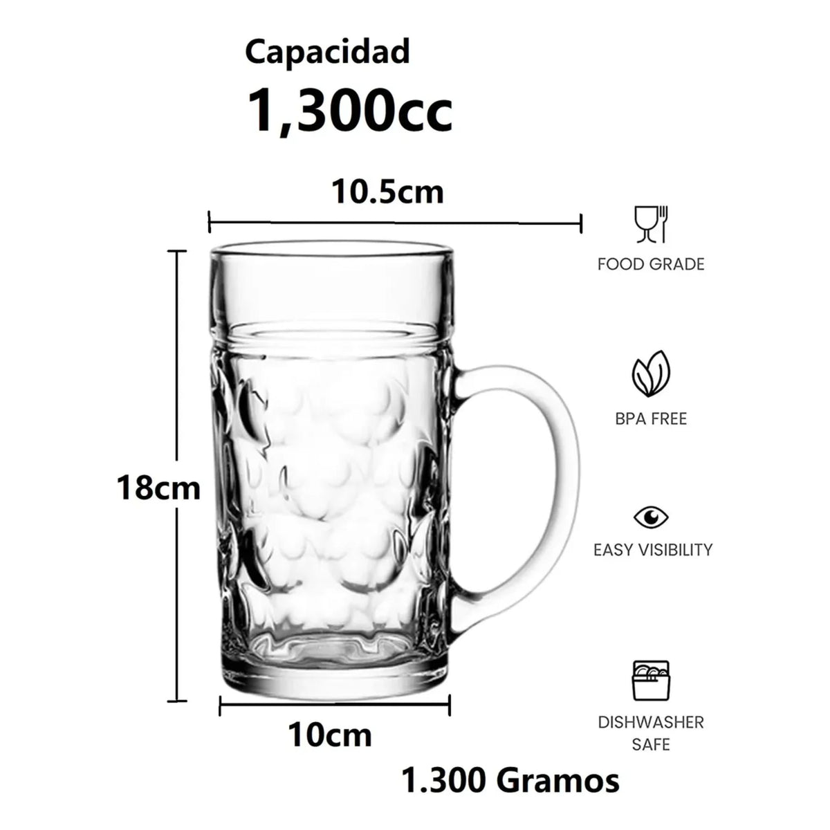 Vaso Shopero Vidrio 1.3L