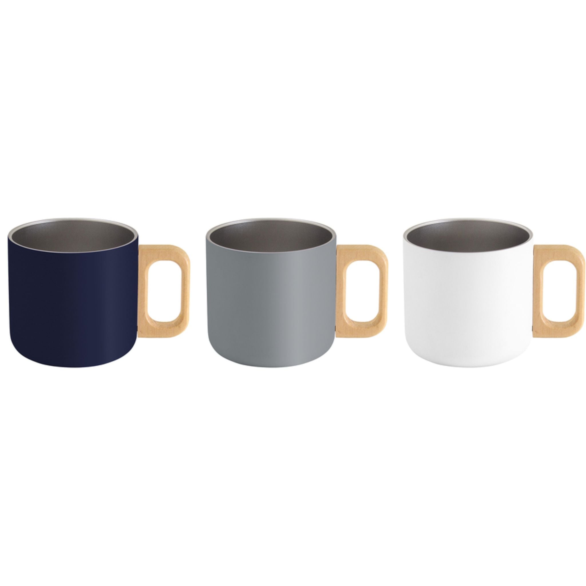 Taza Acero Asa De Madera 390ml