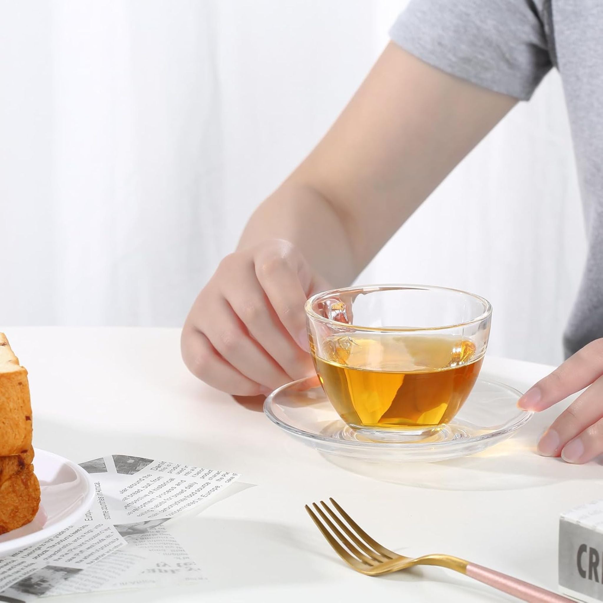 Taza Té Vidrio Con Plato 420ml