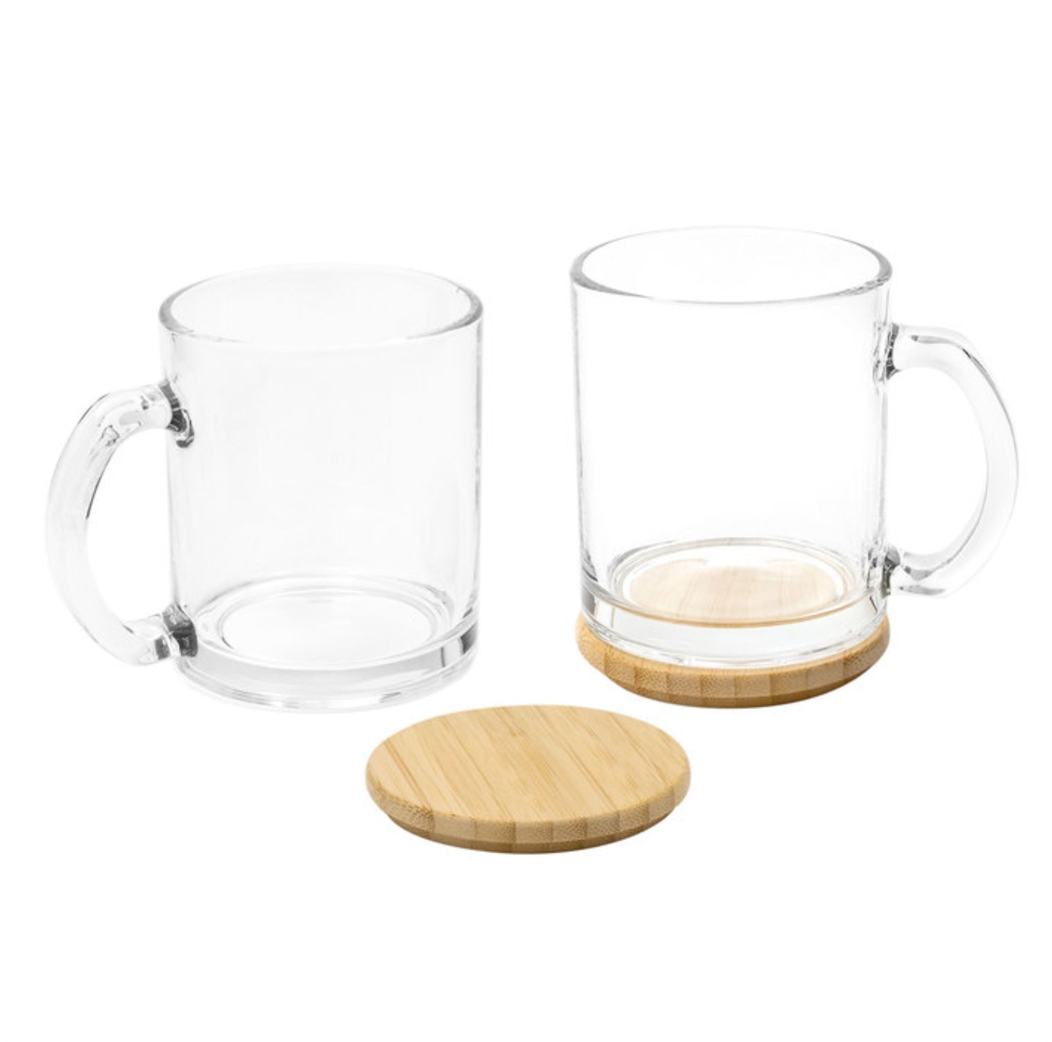 Tazas De Vidrio Tapa Bambú - Magui X2