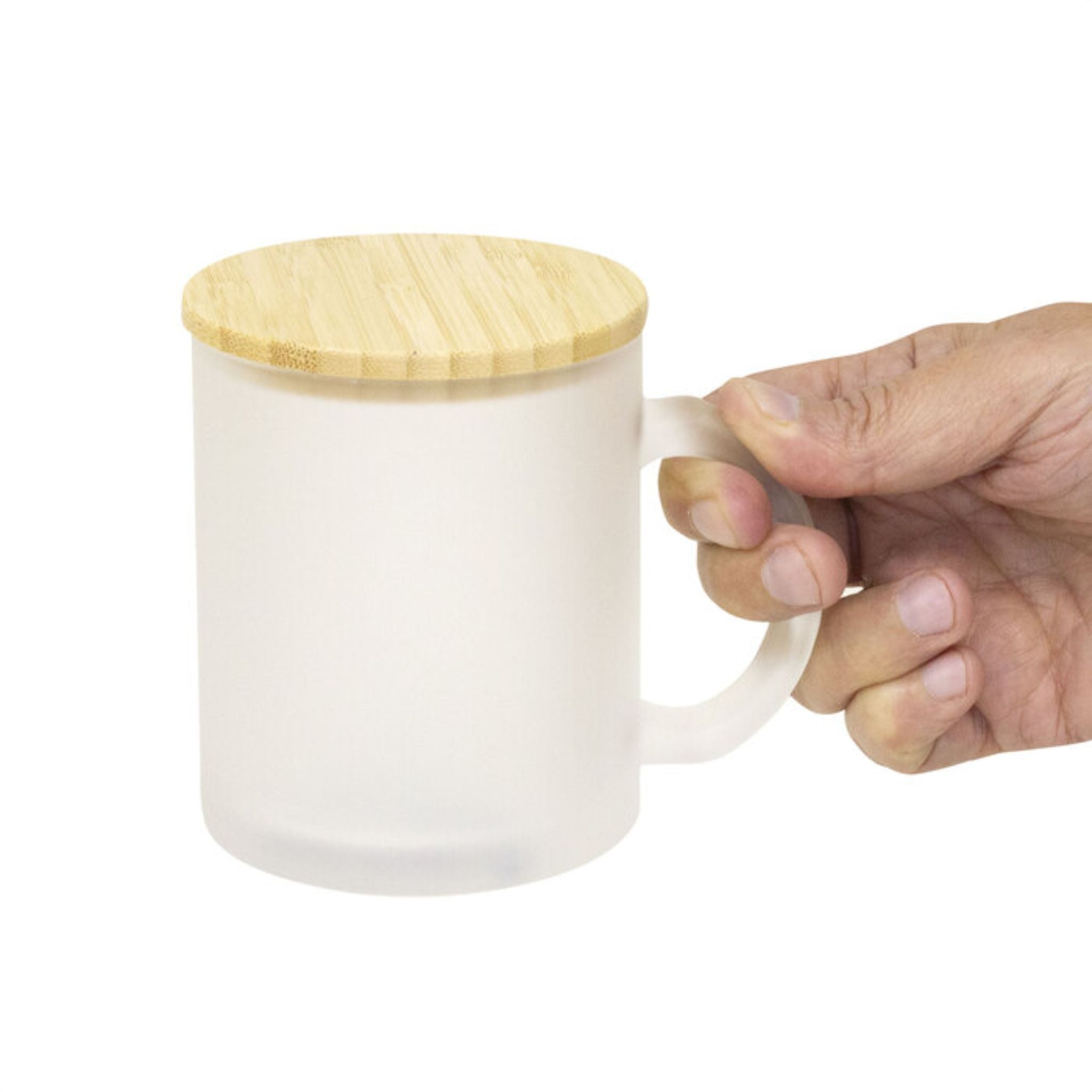 Taza De Vidrio Tapa Bambú 350ml