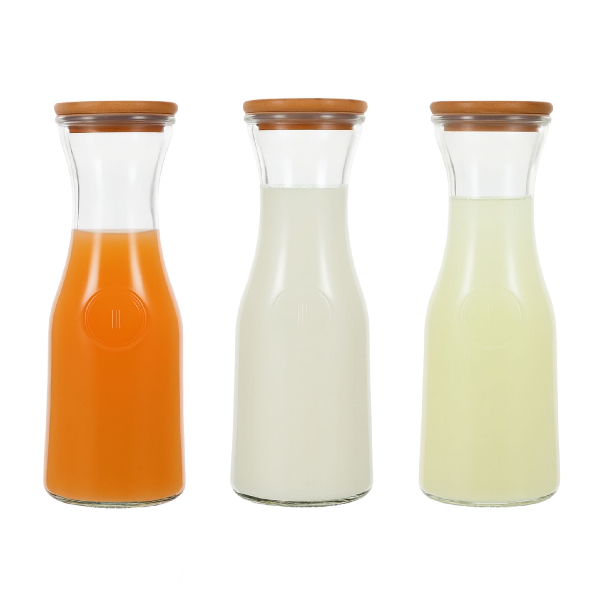 Botella De Vidrio Tapa Bambú X3