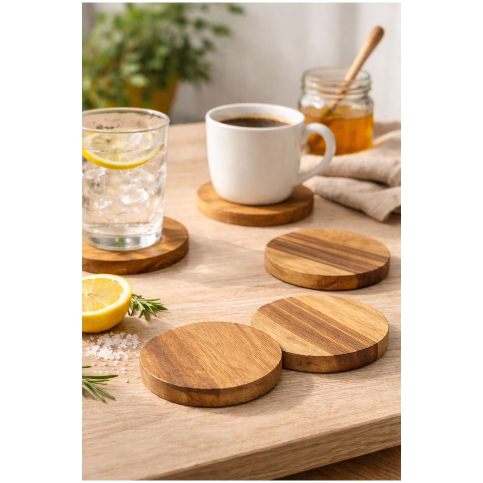 Posa Vasos Redondos Madera X4